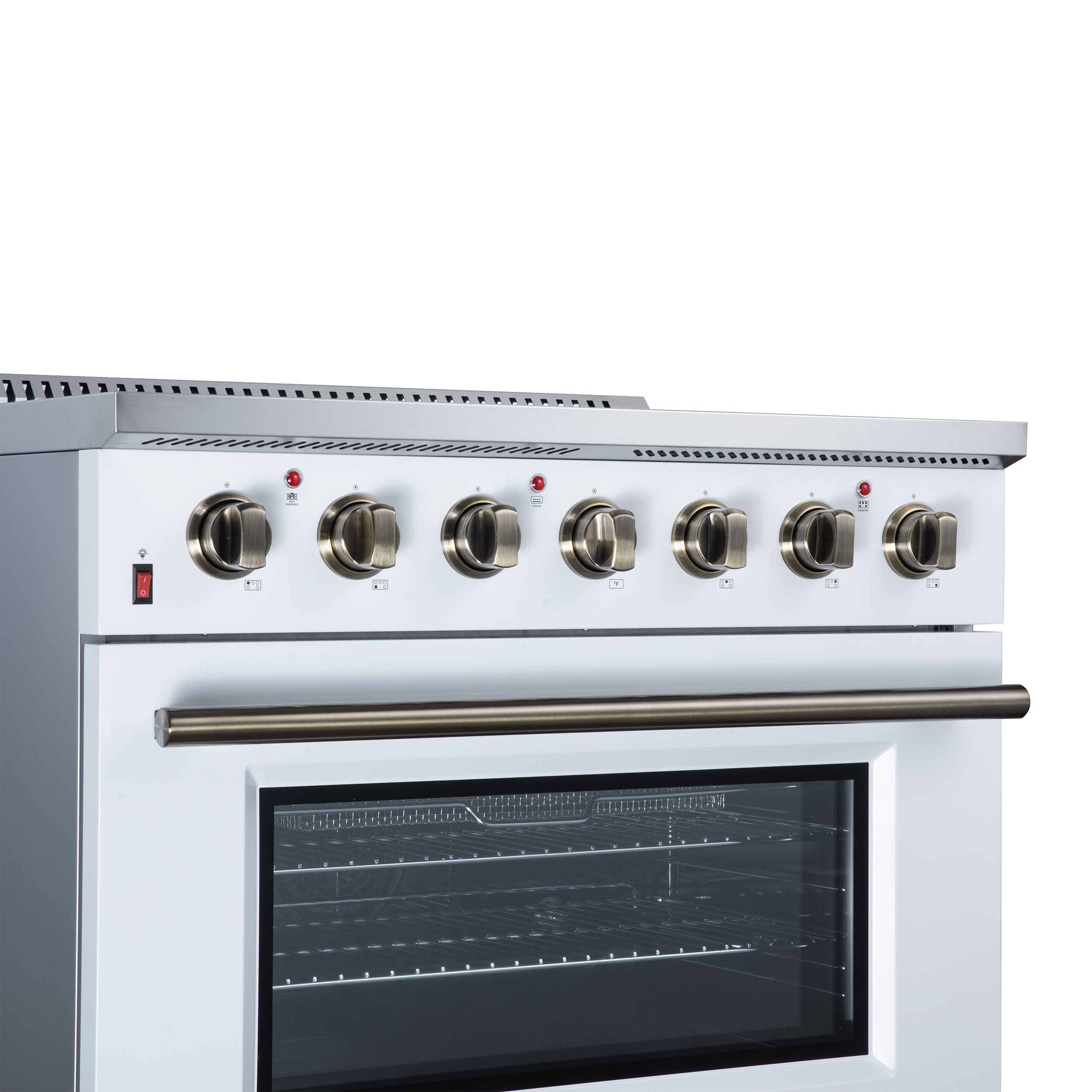 Galiano 36 Inch Freestanding Electric range, 5 radiant burners, 5.36 cf. True Convection oven, Air fryer kit, White
