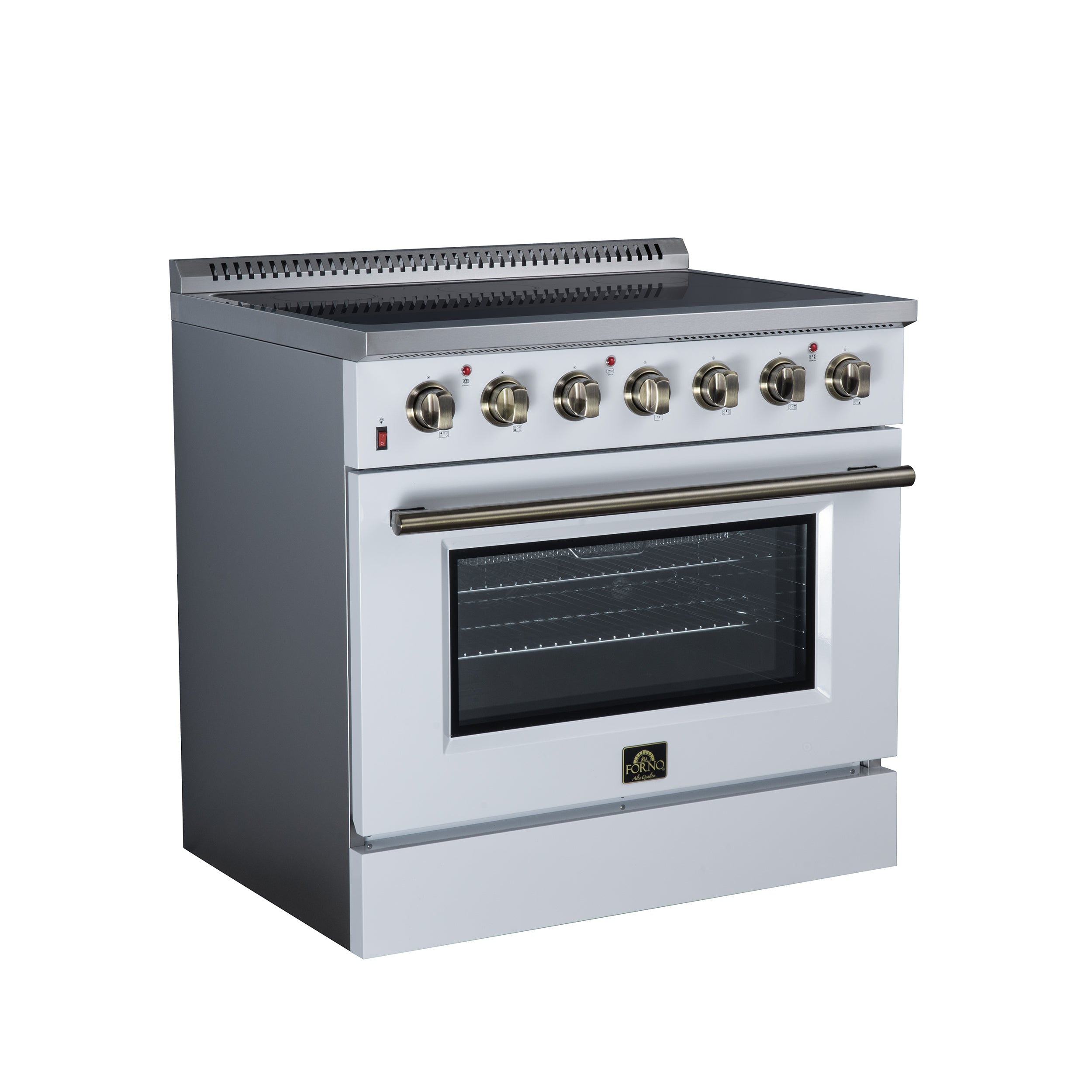 Galiano 36 Inch Freestanding Electric range, 5 radiant burners, 5.36 cf. True Convection oven, Air fryer kit, White