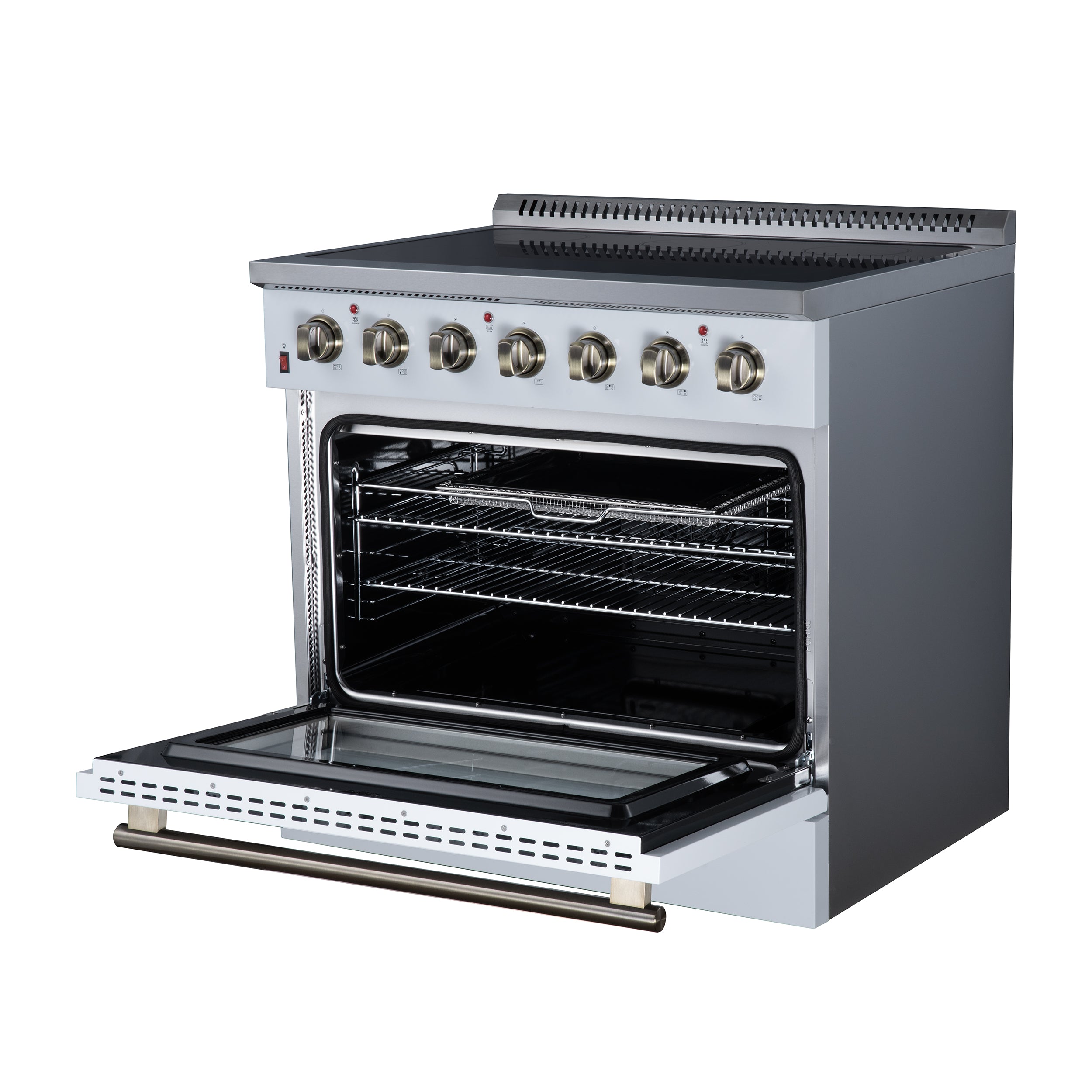 Galiano 36 Inch Freestanding Electric range, 5 radiant burners, 5.36 cf. True Convection oven, Air fryer kit, White