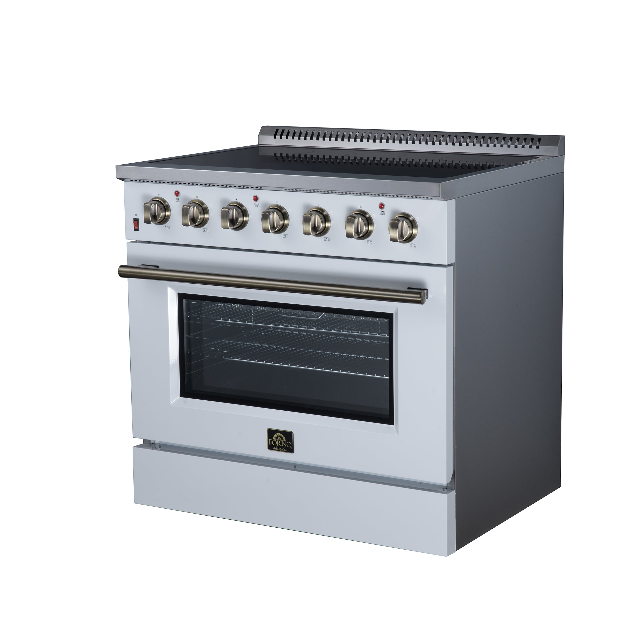 Galiano 36 Inch Freestanding Electric range, 5 radiant burners, 5.36 cf. True Convection oven, Air fryer kit, White