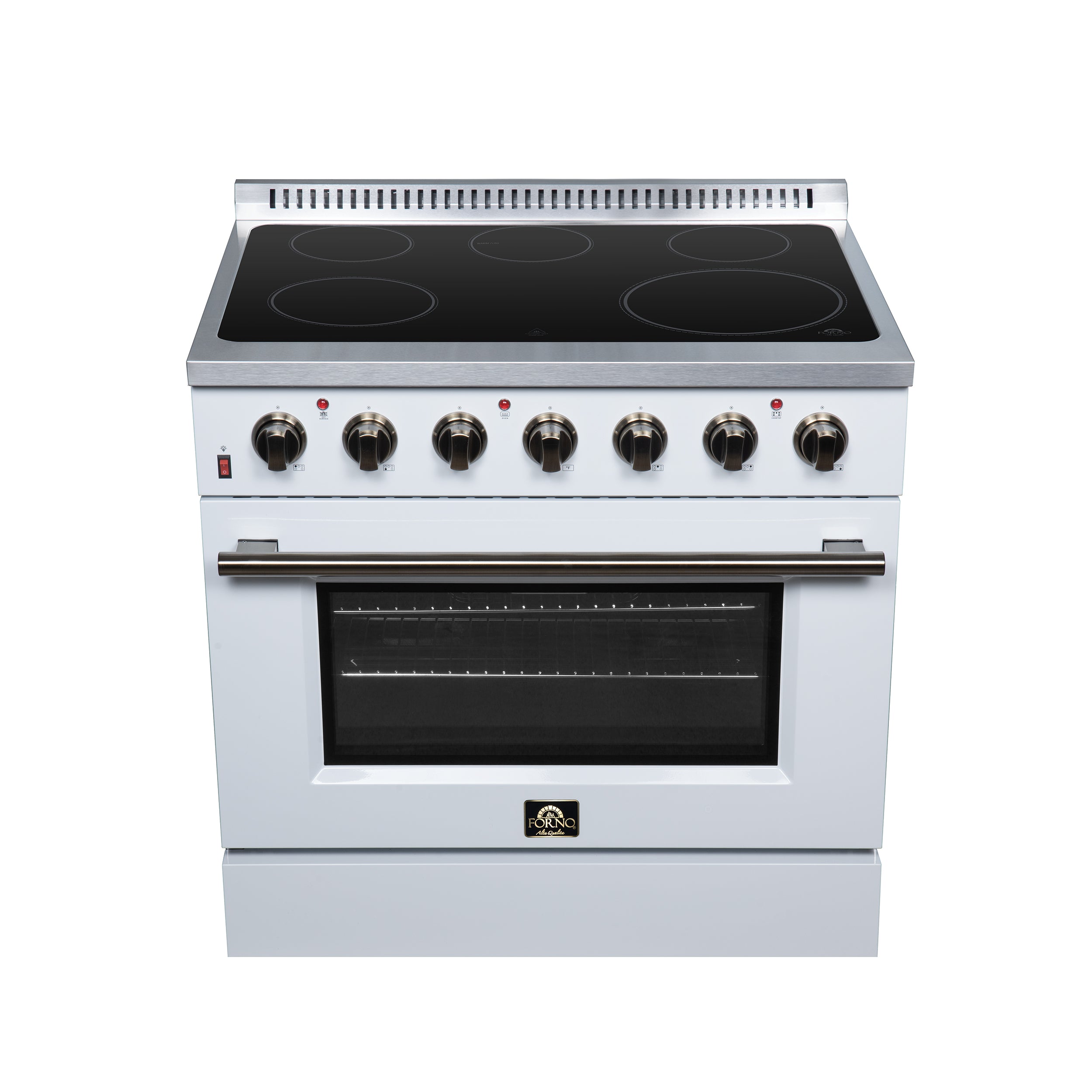 Galiano 36 Inch Freestanding Electric range, 5 radiant burners, 5.36 cf. True Convection oven, Air fryer kit, White