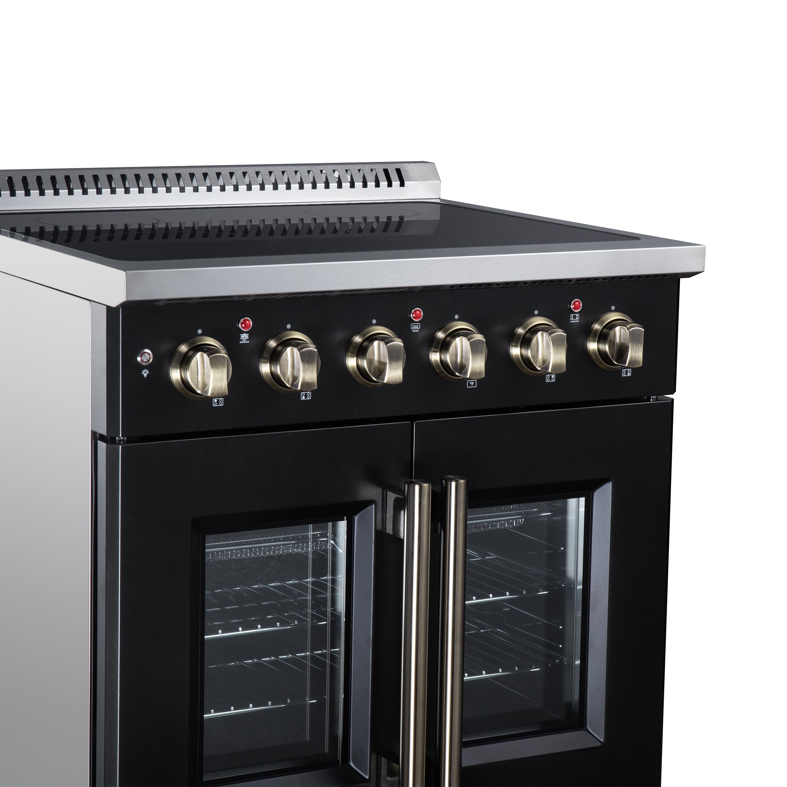 Galiano 30 Inch French Door Electric range, 4 radiant burners, 4.32 cf. True Convection oven, Air fryer kit, Black