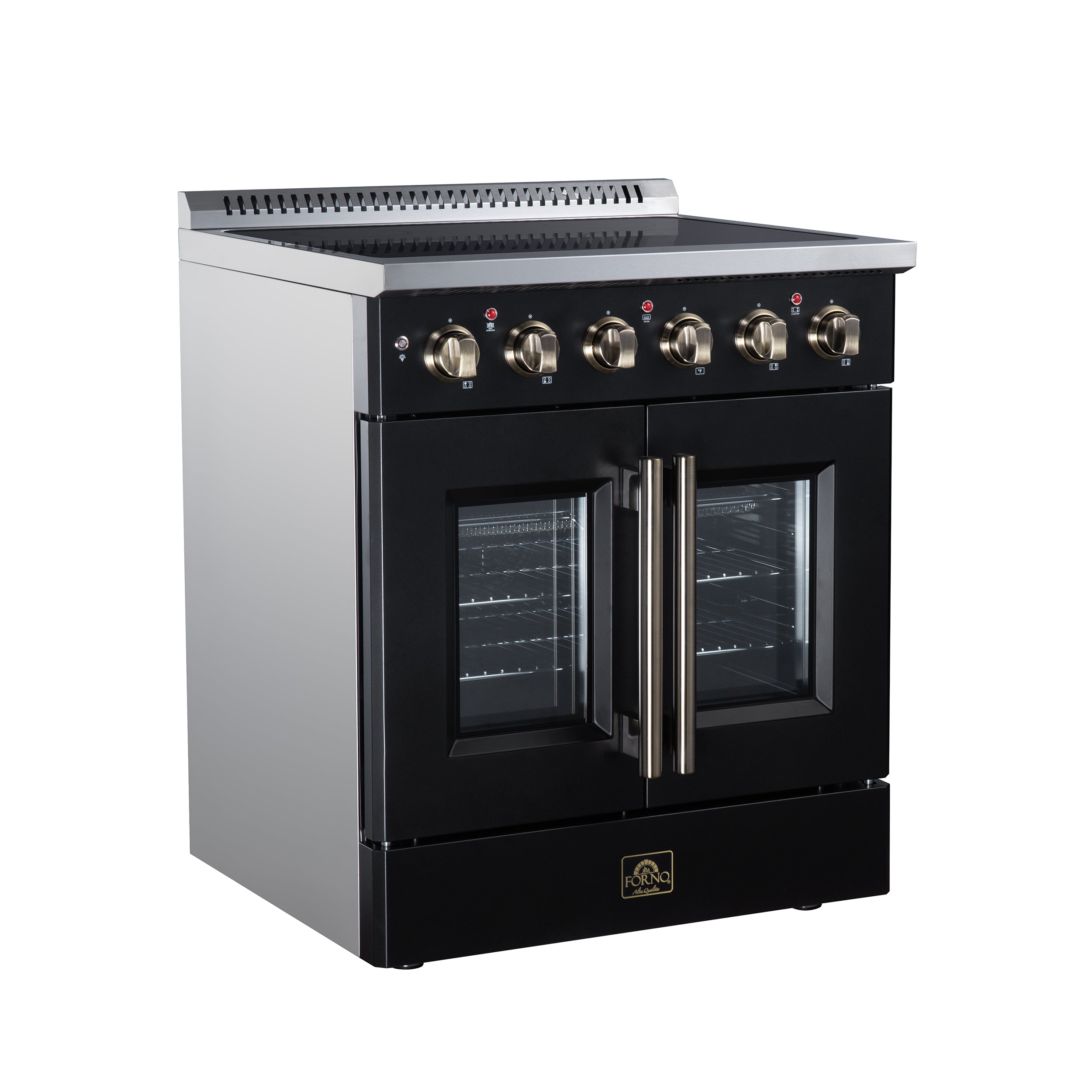 Galiano 30 Inch French Door Electric range, 4 radiant burners, 4.32 cf. True Convection oven, Air fryer kit, Black