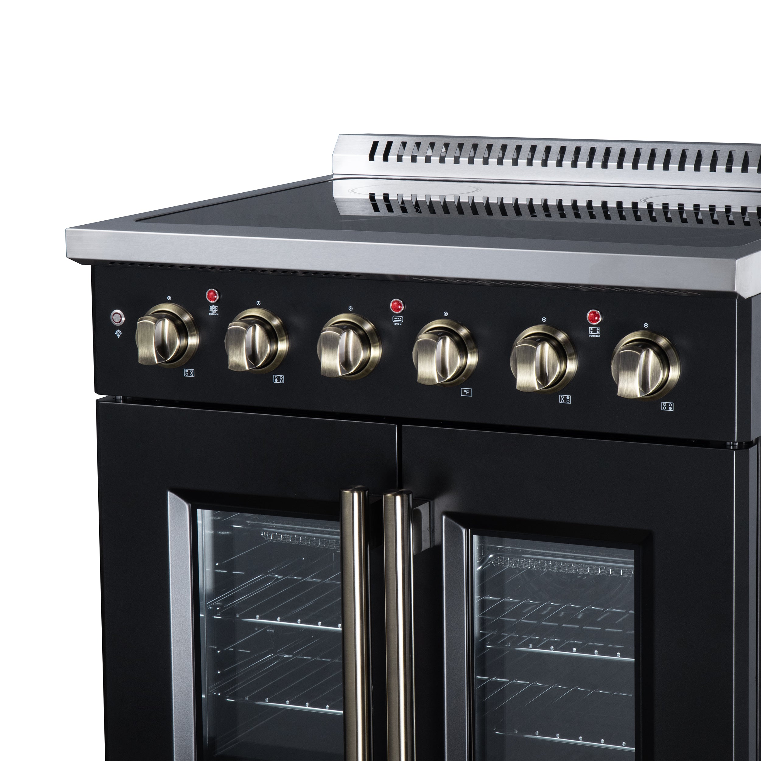 Galiano 30 Inch French Door Electric range, 4 radiant burners, 4.32 cf. True Convection oven, Air fryer kit, Black