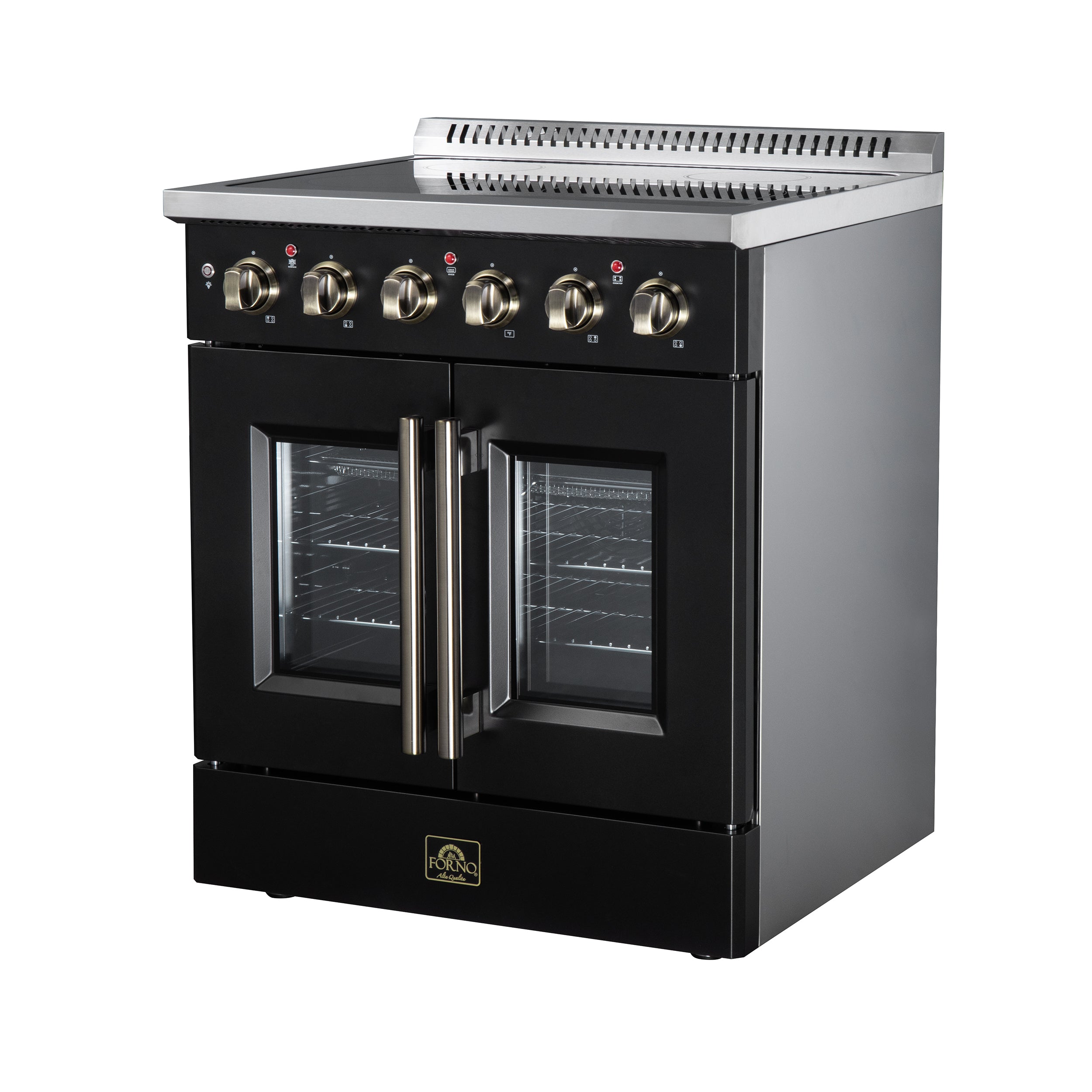 Galiano 30 Inch French Door Electric range, 4 radiant burners, 4.32 cf. True Convection oven, Air fryer kit, Black