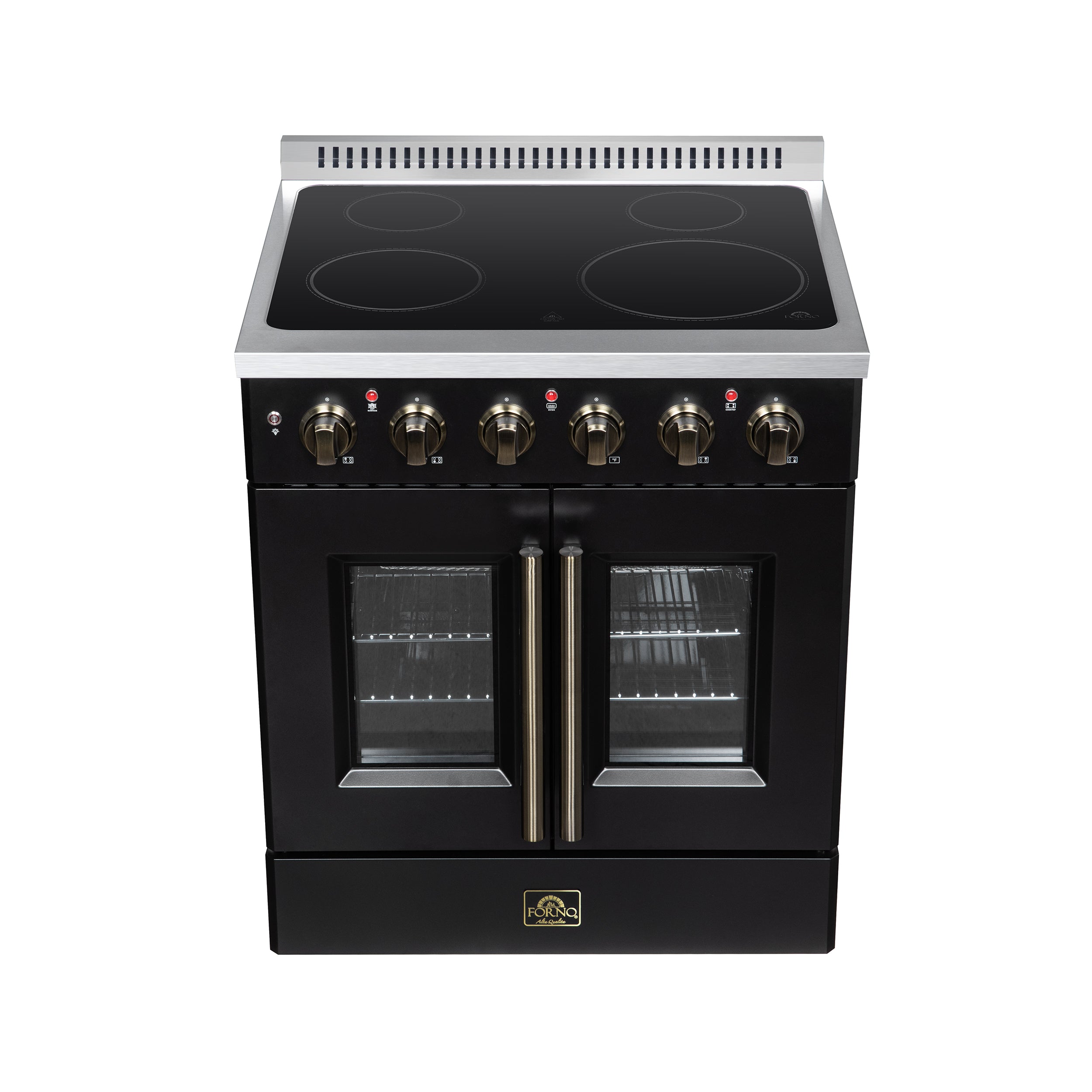 Galiano 30 Inch French Door Electric range, 4 radiant burners, 4.32 cf. True Convection oven, Air fryer kit, Black