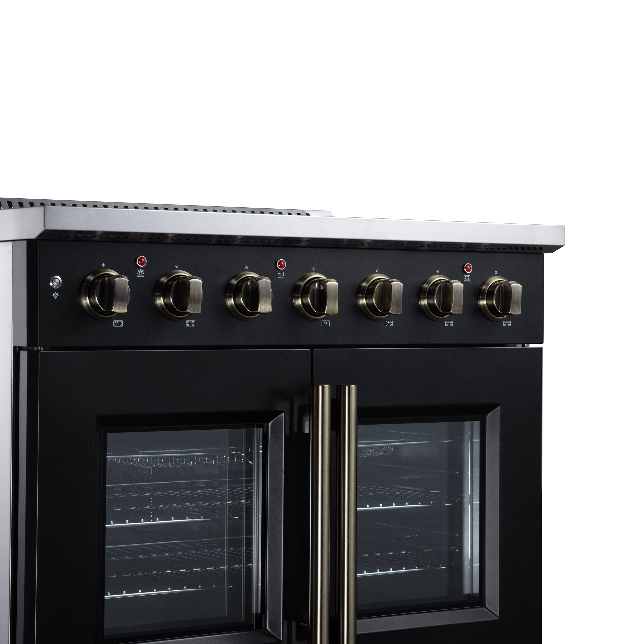 Galiano 36 Inch French Door Electric range, 5 radiant burners, 5.36 cf. True Convection oven, Air fryer kit, Black