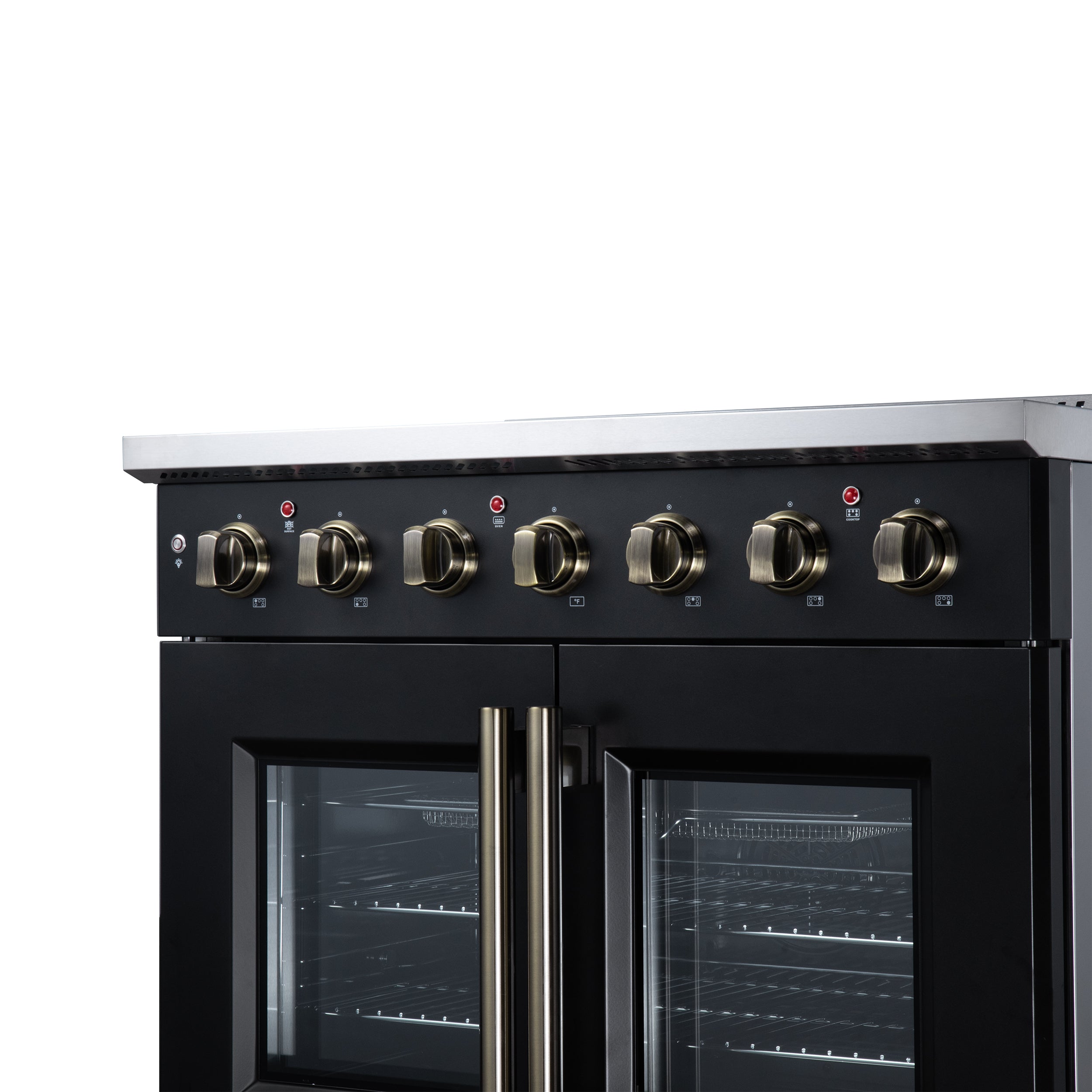 Galiano 36 Inch French Door Electric range, 5 radiant burners, 5.36 cf. True Convection oven, Air fryer kit, Black