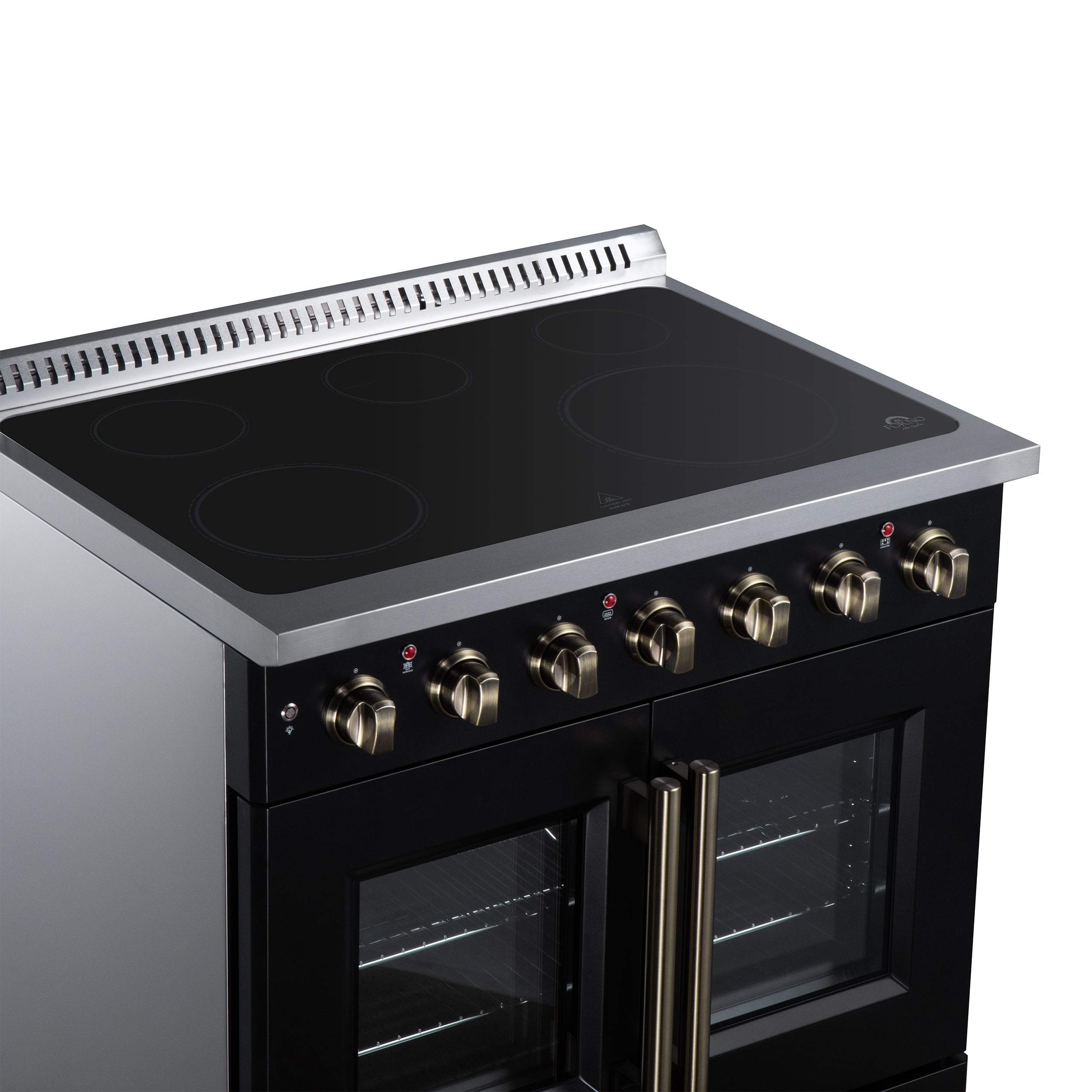 Galiano 36 Inch French Door Electric range, 5 radiant burners, 5.36 cf. True Convection oven, Air fryer kit, Black