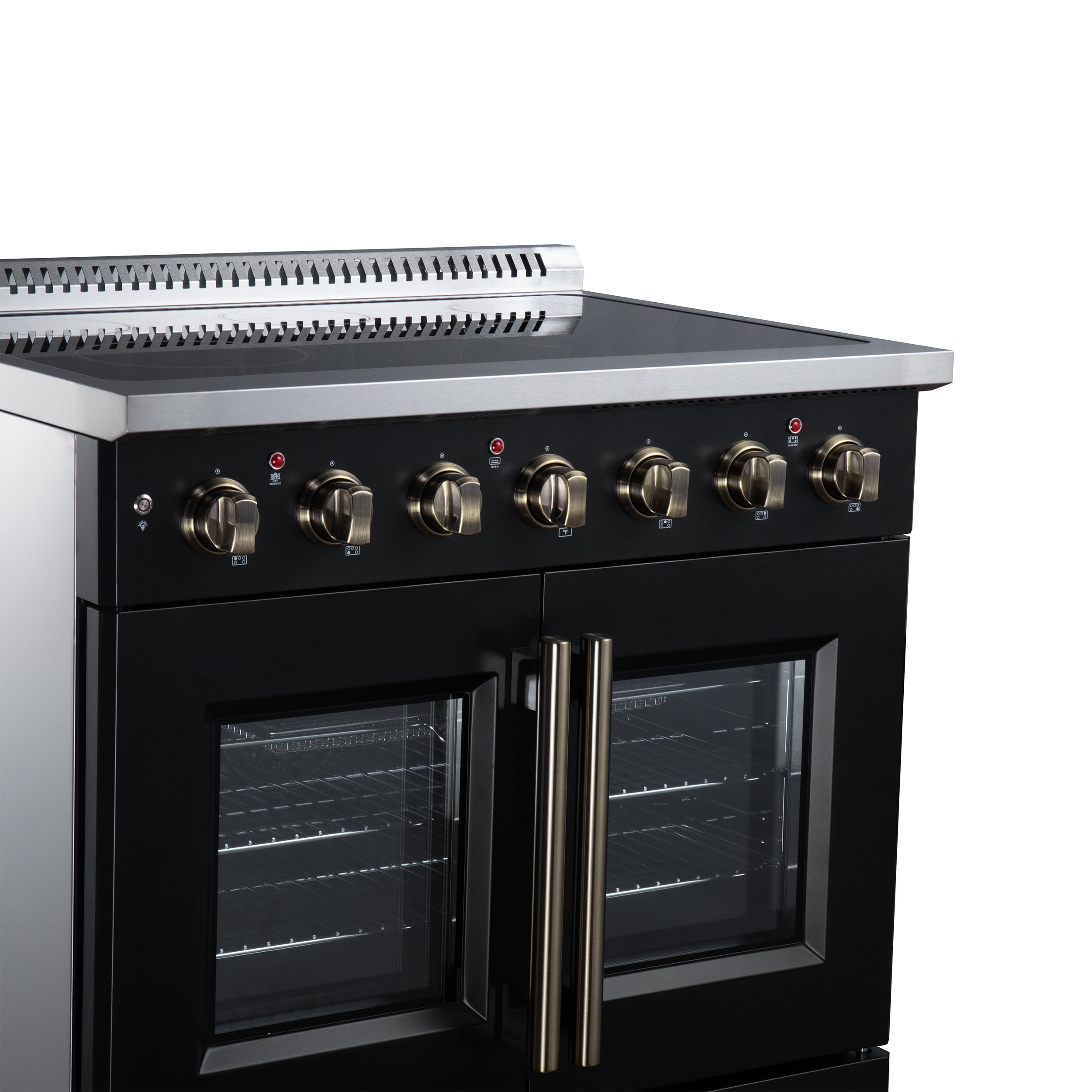 Galiano 36 Inch French Door Electric range, 5 radiant burners, 5.36 cf. True Convection oven, Air fryer kit, Black