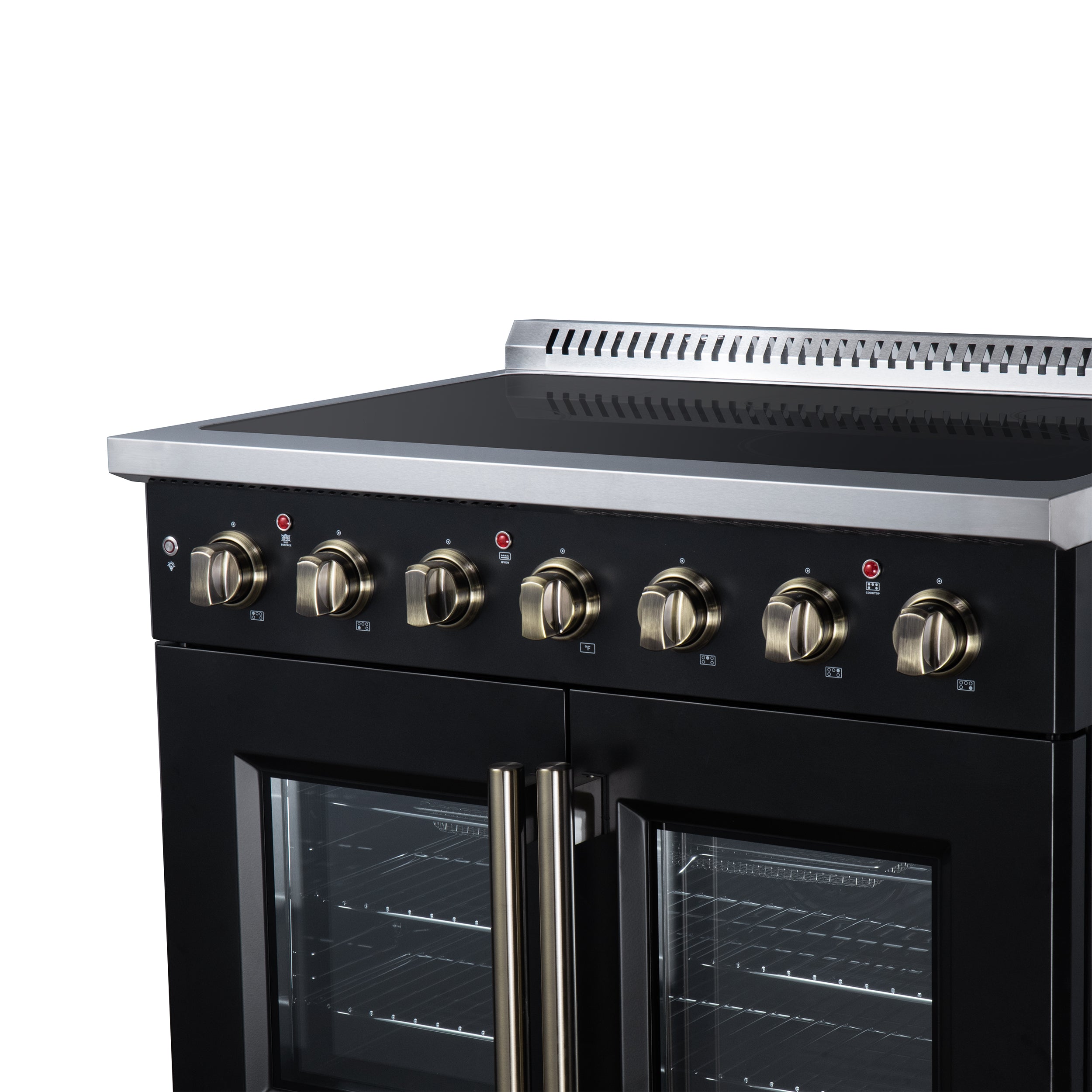 Galiano 36 Inch French Door Electric range, 5 radiant burners, 5.36 cf. True Convection oven, Air fryer kit, Black