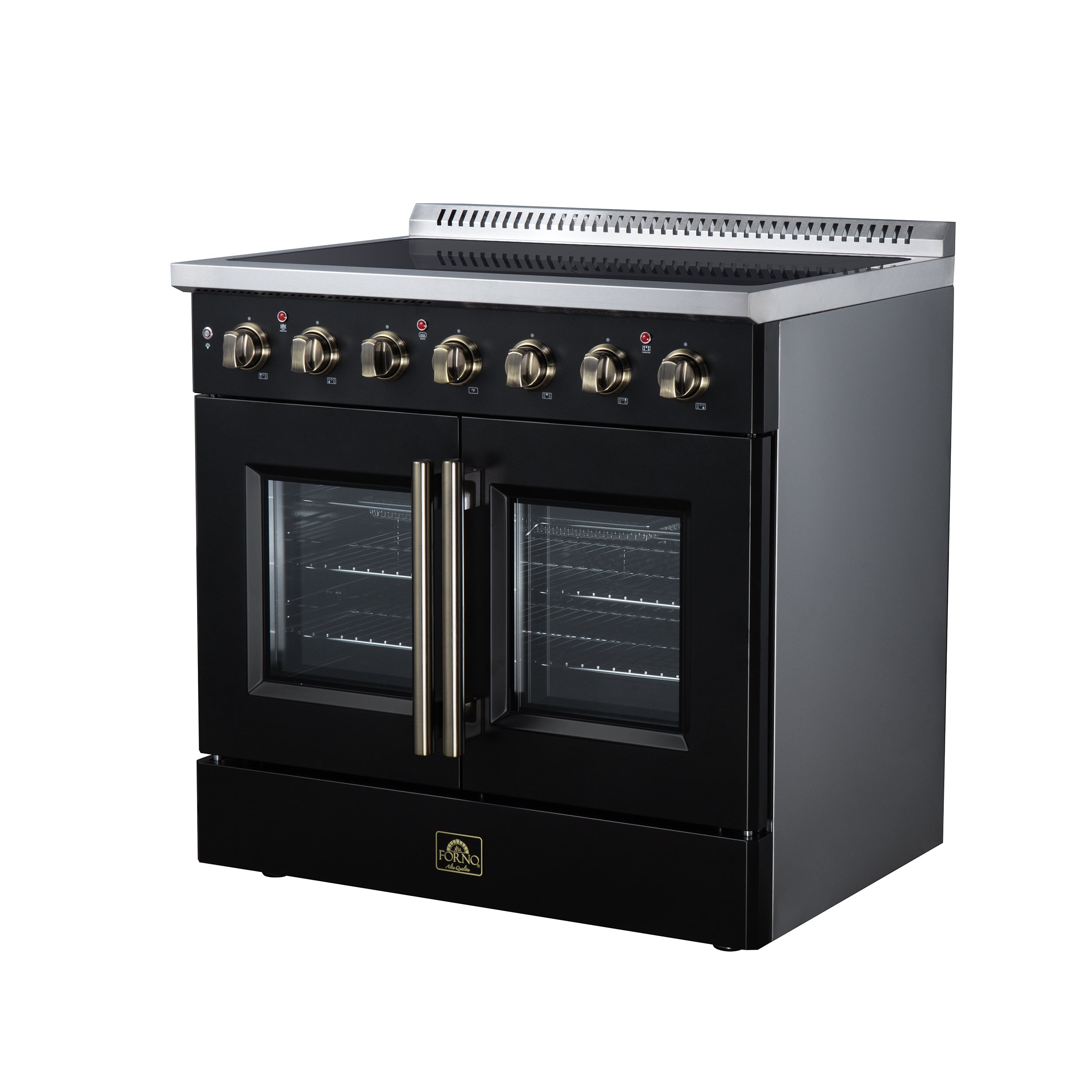 Galiano 36 Inch French Door Electric range, 5 radiant burners, 5.36 cf. True Convection oven, Air fryer kit, Black