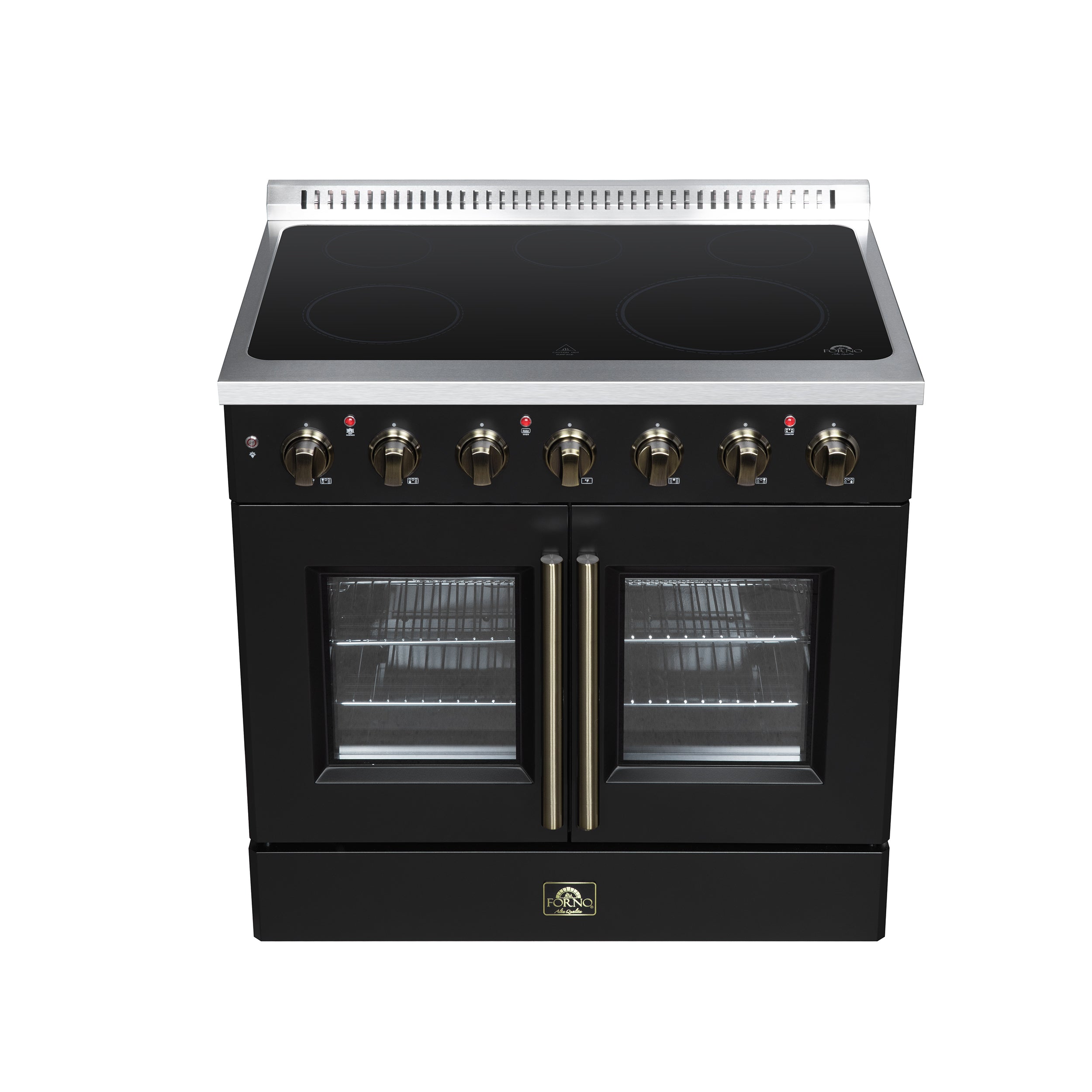 Galiano 36 Inch French Door Electric range, 5 radiant burners, 5.36 cf. True Convection oven, Air fryer kit, Black