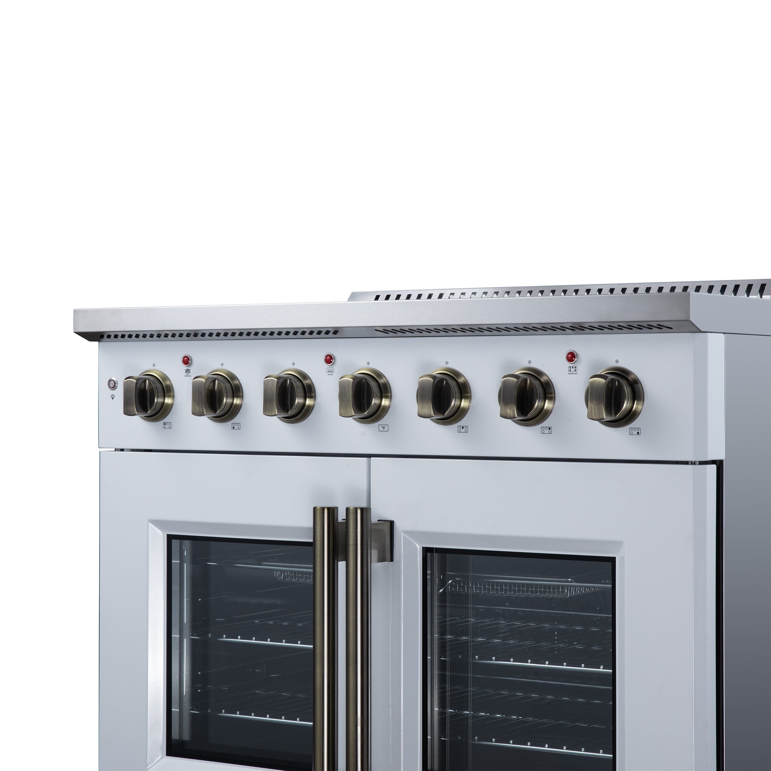 Galiano 36 Inch French Door Electric range, 5 radiant burners, 5.36 cf. True Convection oven, Air fryer kit, White