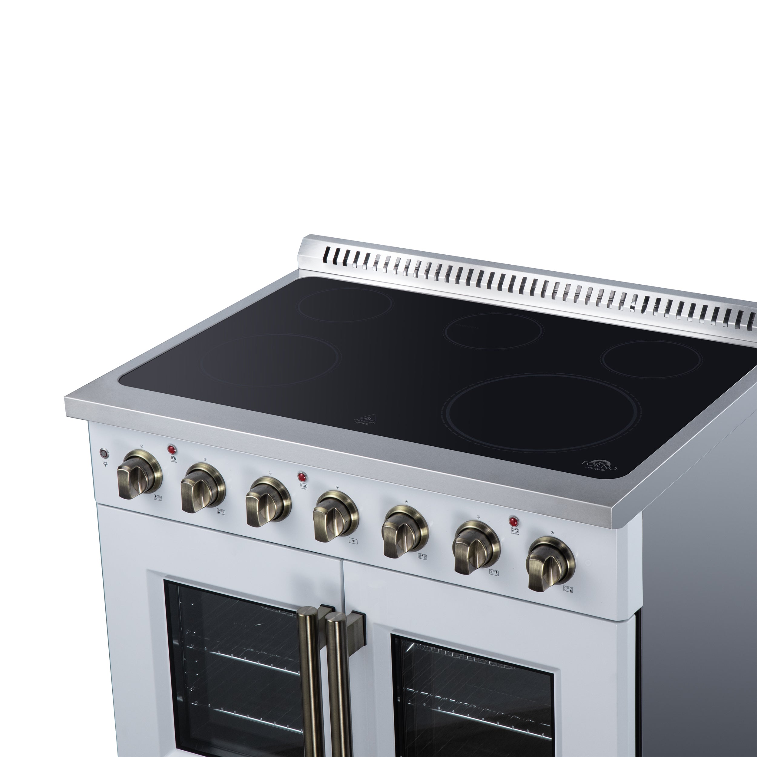 Galiano 36 Inch French Door Electric range, 5 radiant burners, 5.36 cf. True Convection oven, Air fryer kit, White