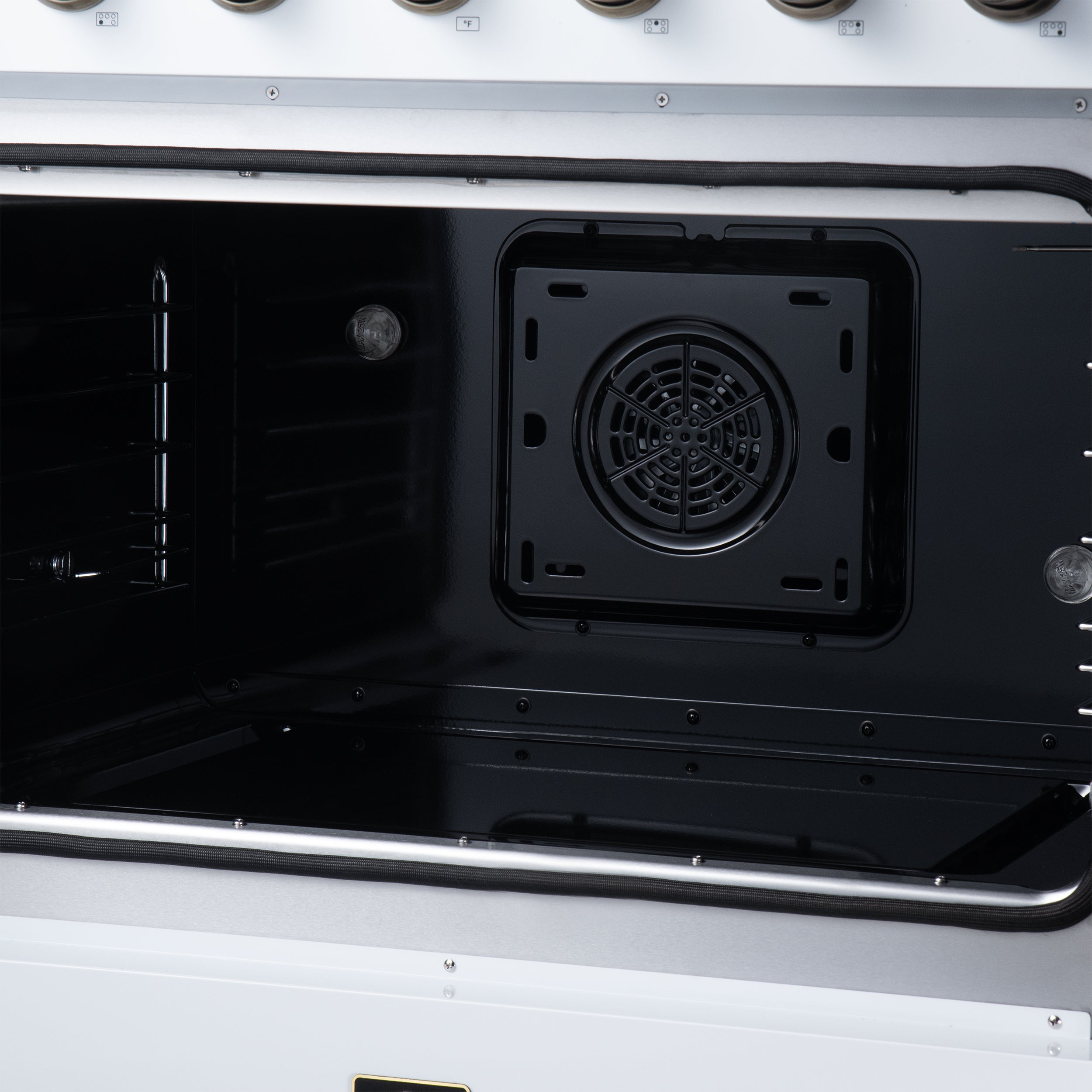 Galiano 36 Inch French Door Electric range, 5 radiant burners, 5.36 cf. True Convection oven, Air fryer kit, White