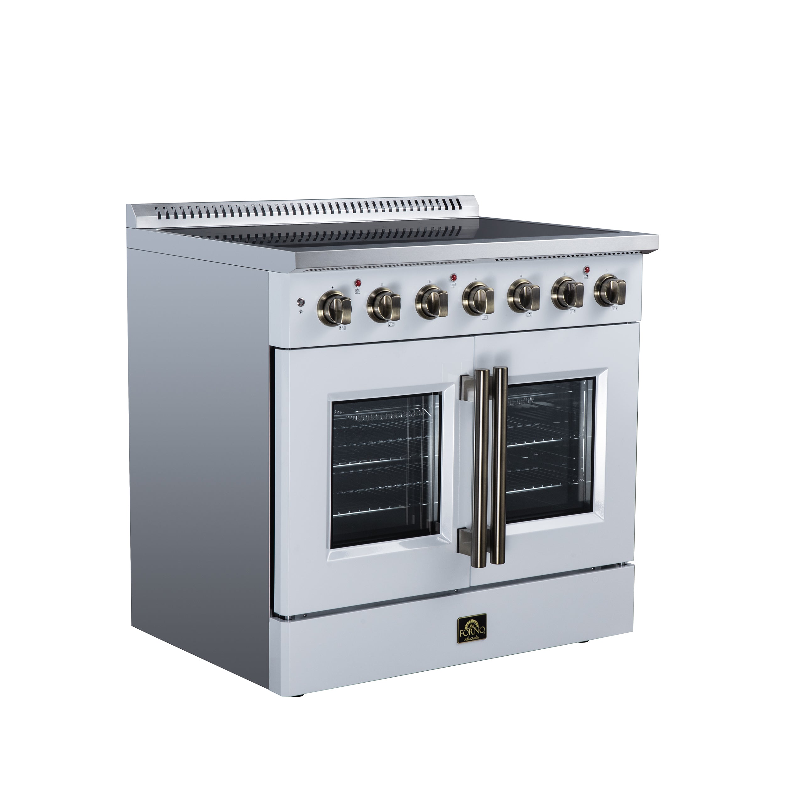 Galiano 36 Inch French Door Electric range, 5 radiant burners, 5.36 cf. True Convection oven, Air fryer kit, White
