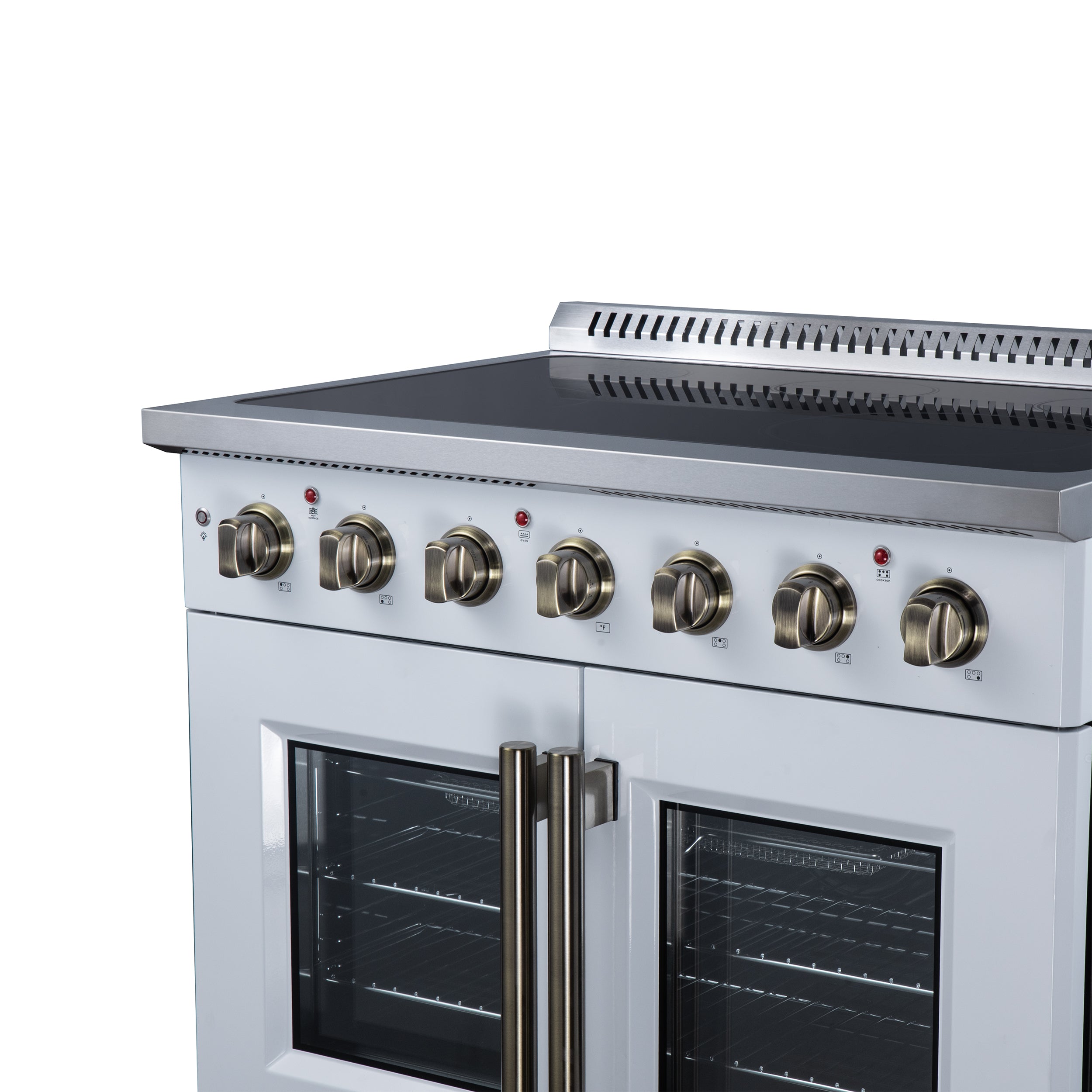 Galiano 36 Inch French Door Electric range, 5 radiant burners, 5.36 cf. True Convection oven, Air fryer kit, White