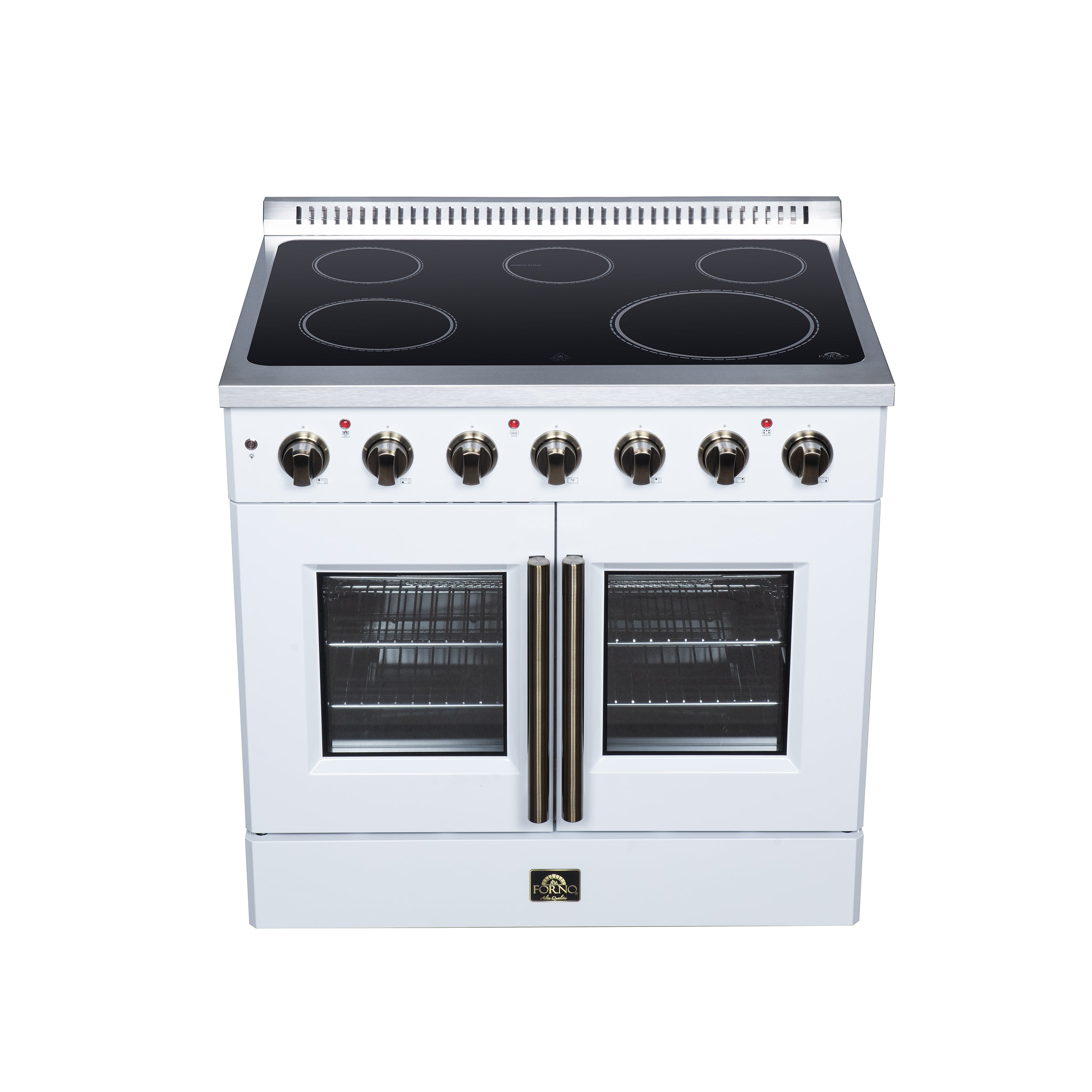 Galiano 36 Inch French Door Electric range, 5 radiant burners, 5.36 cf. True Convection oven, Air fryer kit, White