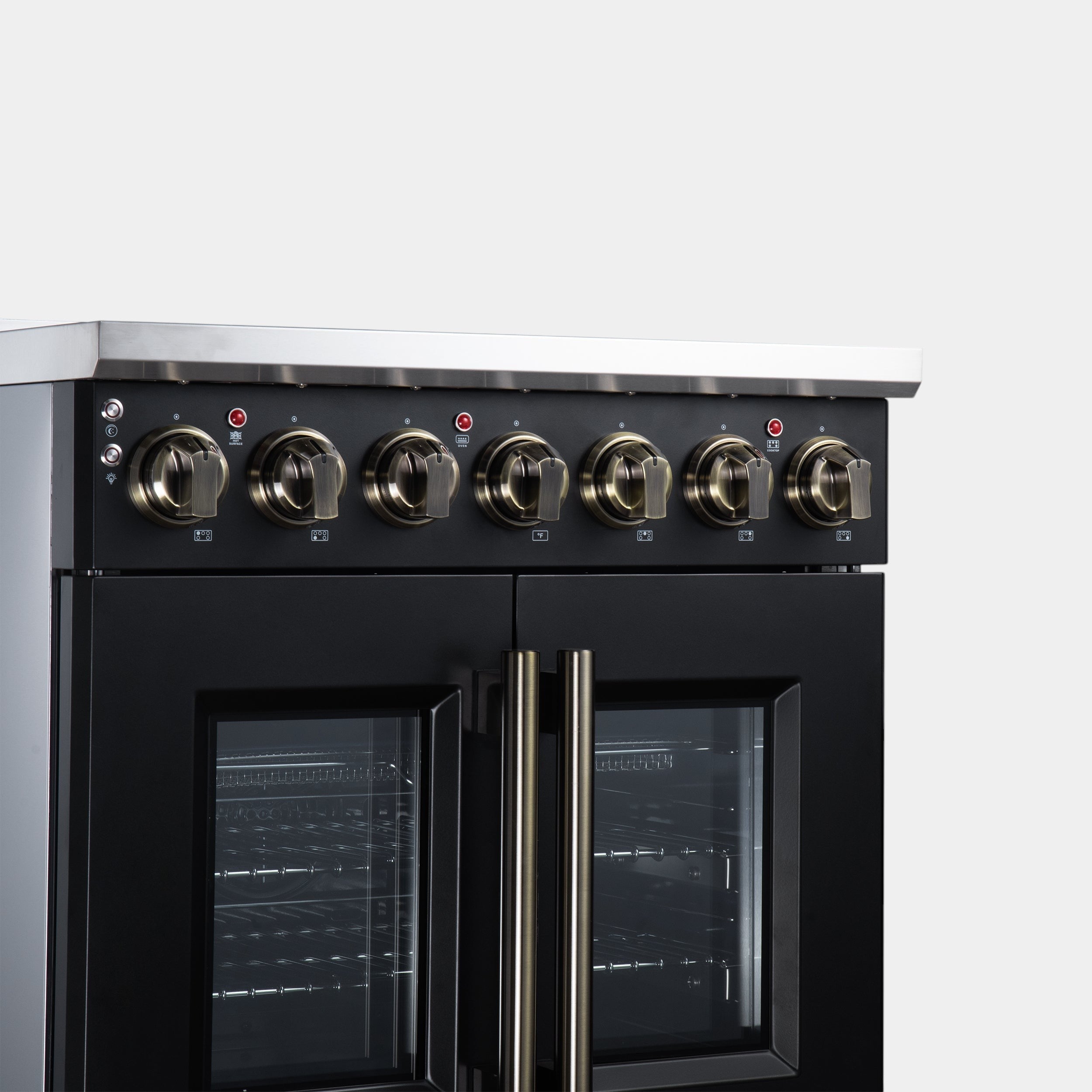 Massimo 30 Inch French Door Electric range, 5 radiant burners, 4.32 cf. True Convection oven, Air fryer kit, Black