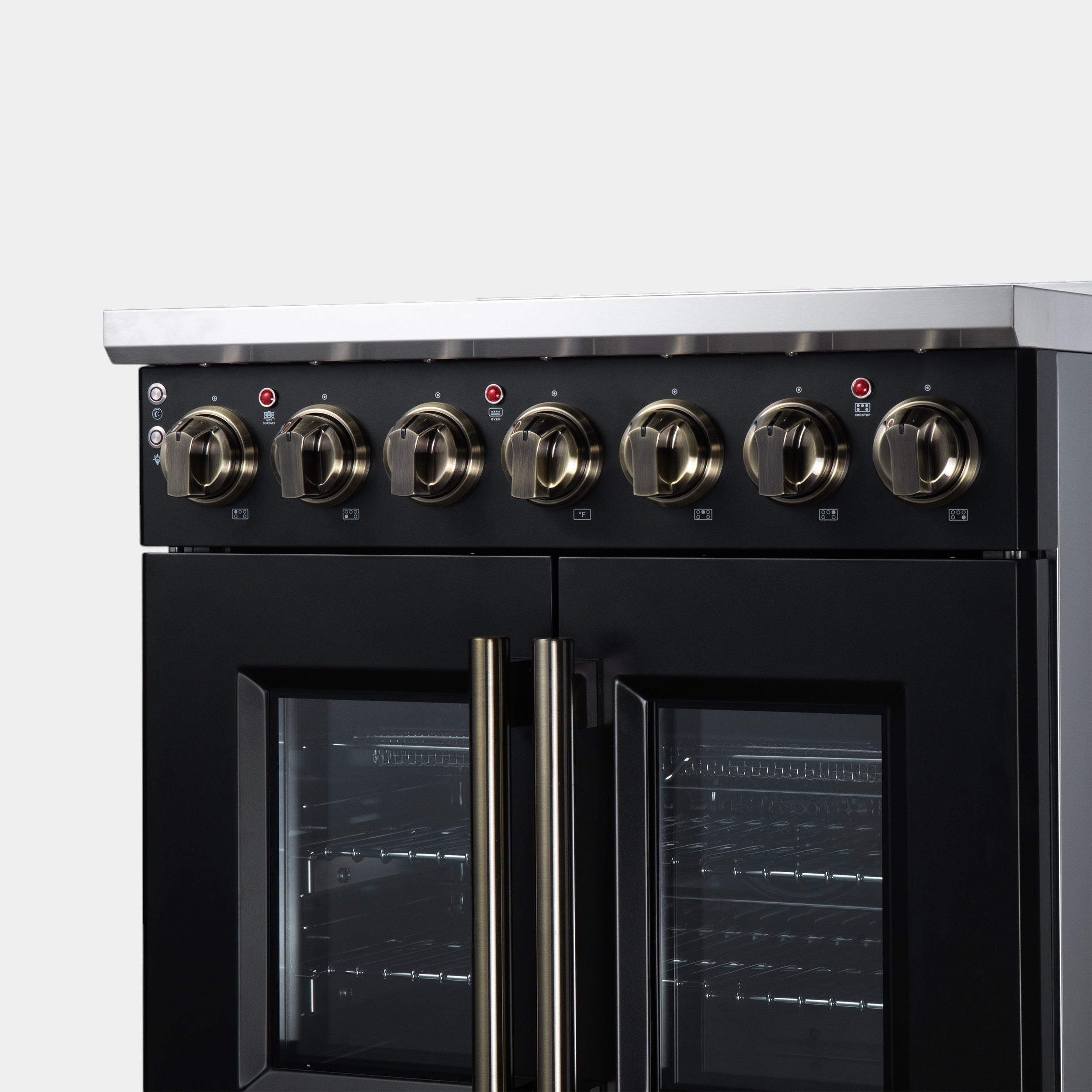 Massimo 30 Inch French Door Electric range, 5 radiant burners, 4.32 cf. True Convection oven, Air fryer kit, Black