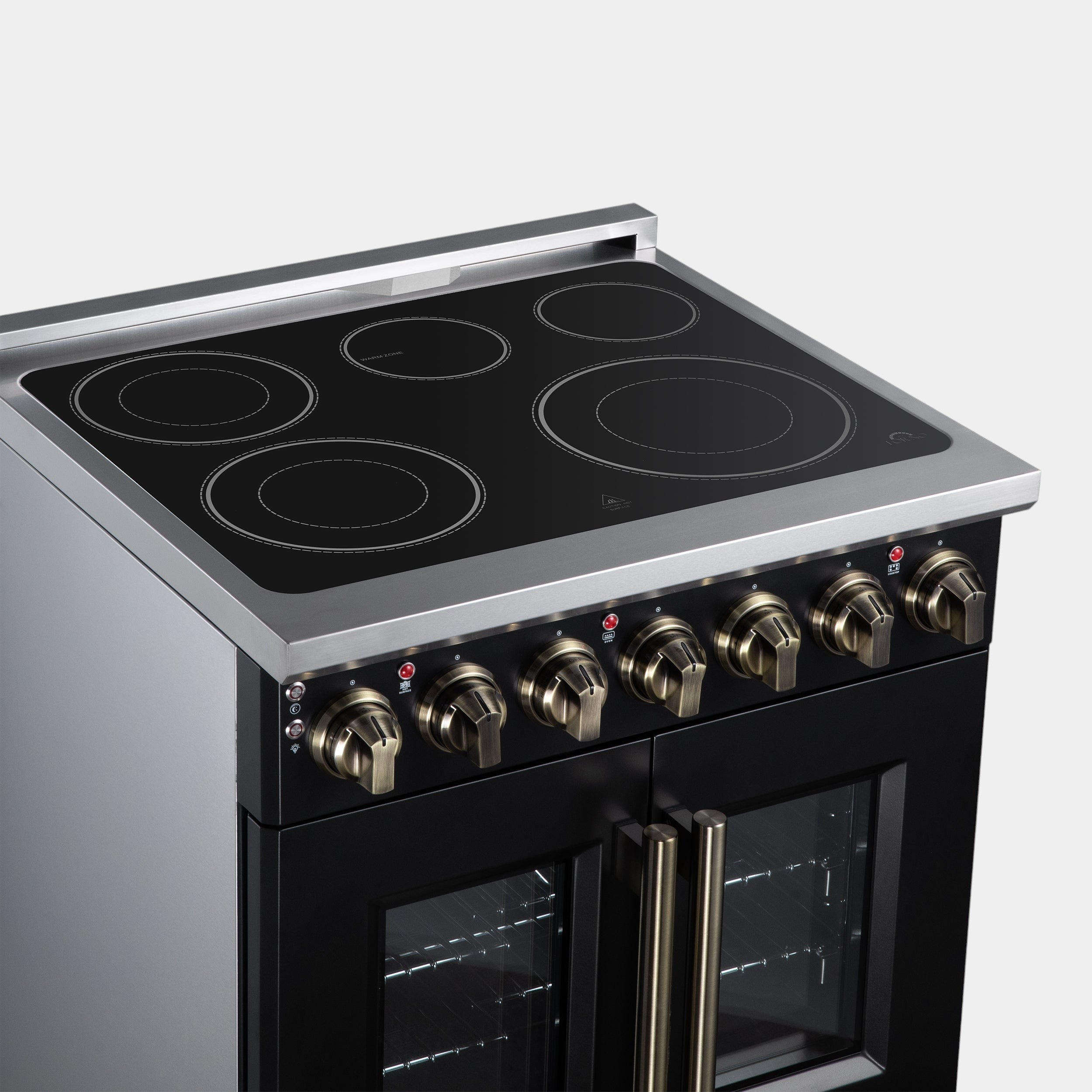 Massimo 30 Inch French Door Electric range, 5 radiant burners, 4.32 cf. True Convection oven, Air fryer kit, Black