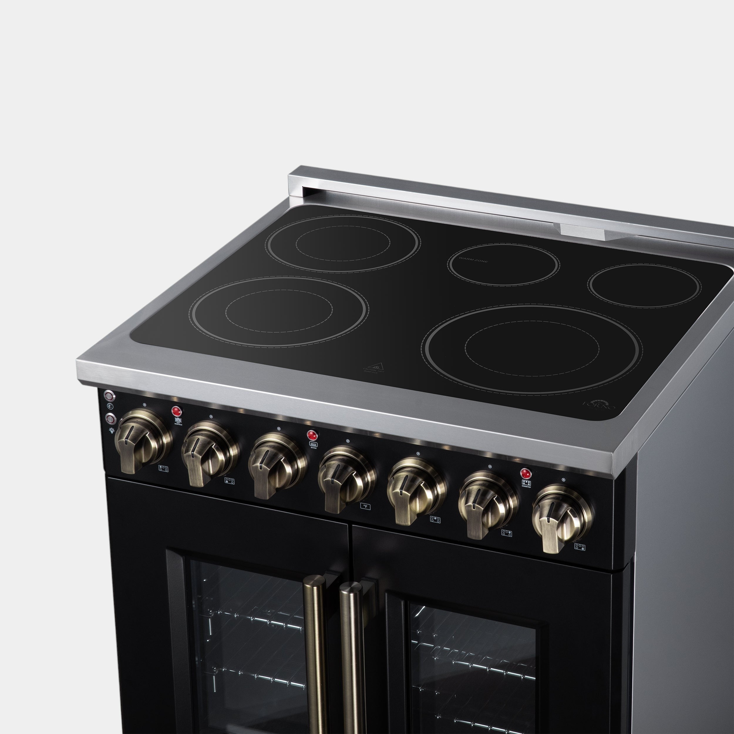 Massimo 30 Inch French Door Electric range, 5 radiant burners, 4.32 cf. True Convection oven, Air fryer kit, Black