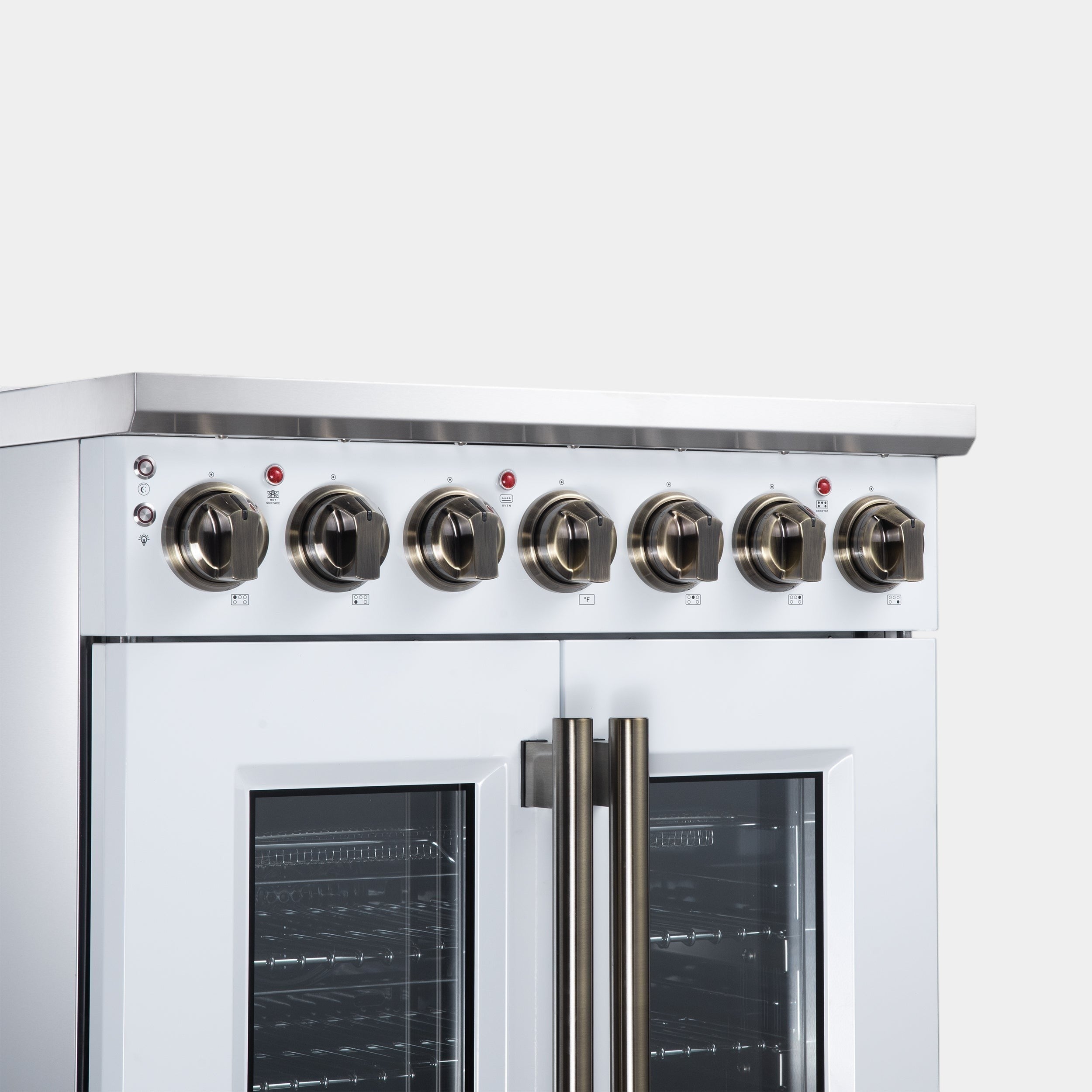 Massimo 30 Inch French Door Electric range, 5 radiant burners, 4.32 cf. True Convection oven, Air fryer kit, White