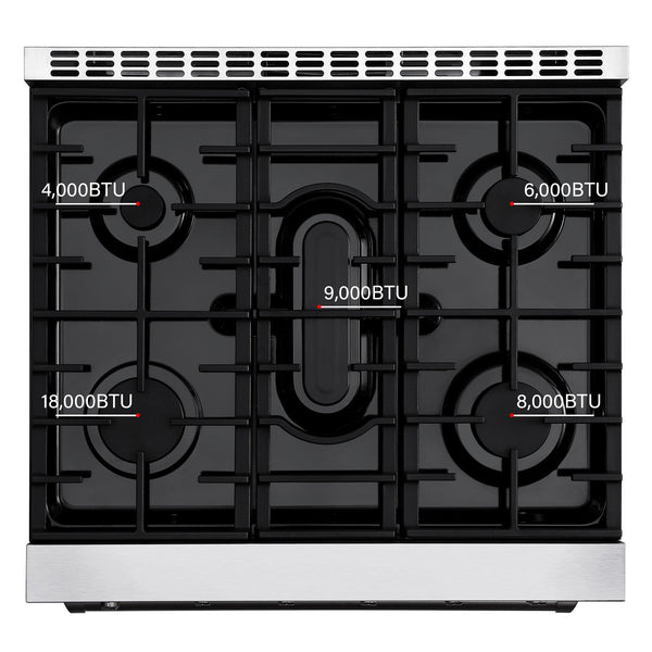 Empava Pro-Style 30 In. Slide-In 5-Burner Natural Gas Range 4.5 cu. Ft. | EMPV-30GR10