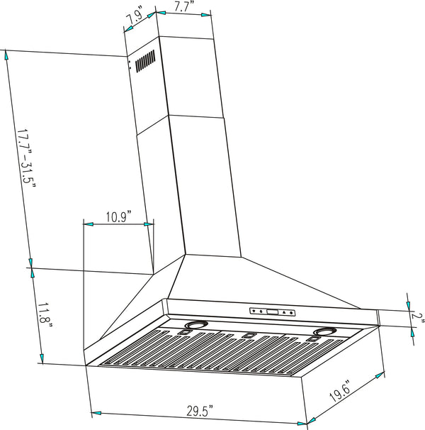 Empava 30 In. 380 CFM Stainless Steel Wall Mount Range Hood | EMPV-30RH03