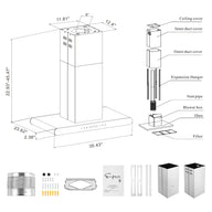 Empava 36 In. 400 CFM Stainless Steel Island Mount Range Hood | EMPV-36RH10