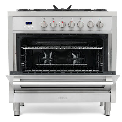 Cosmo Stellar 36 in. 3.8 cu. ft. 5-Burner Stainless Steel Dual Fuel Range | F965