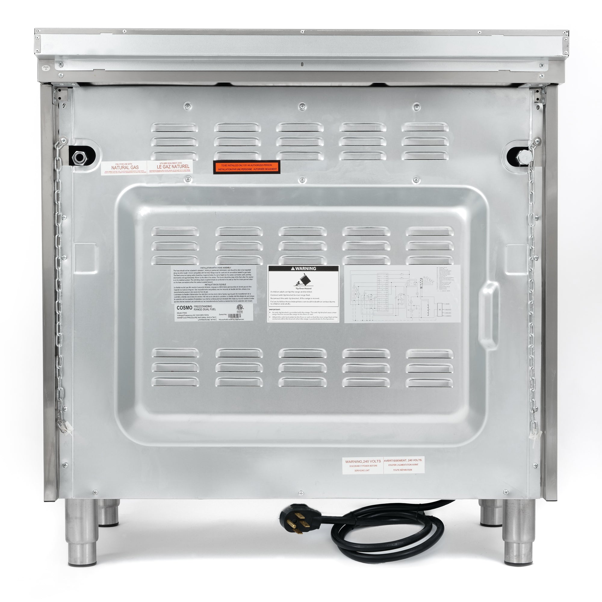 Cosmo Stellar 36 in. 3.8 cu. ft. 5-Burner Stainless Steel Dual Fuel Range | F965