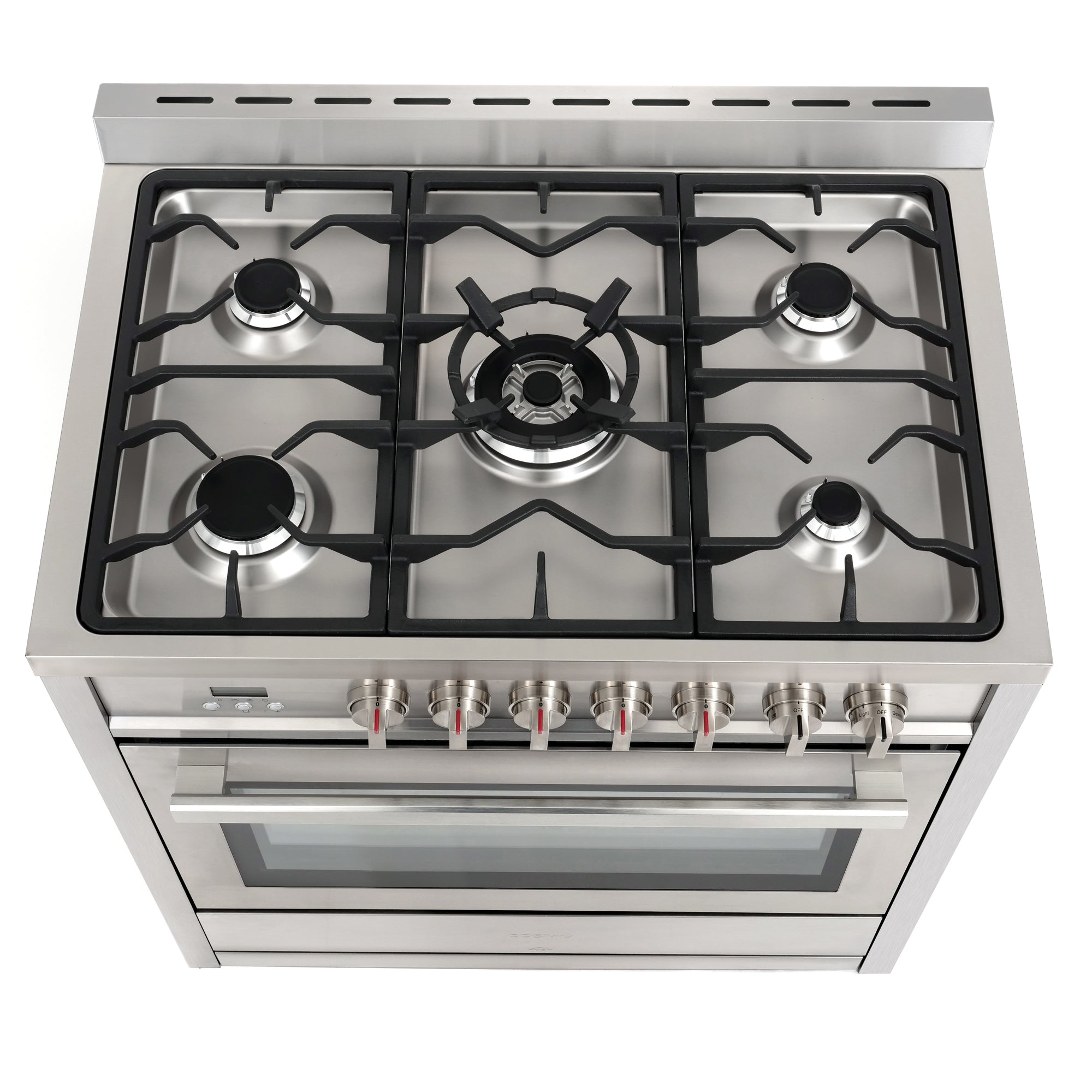 Cosmo Stellar 36 in. 3.8 cu. ft. 5-Burner Stainless Steel Dual Fuel Range with Storage Drawer | F965NF