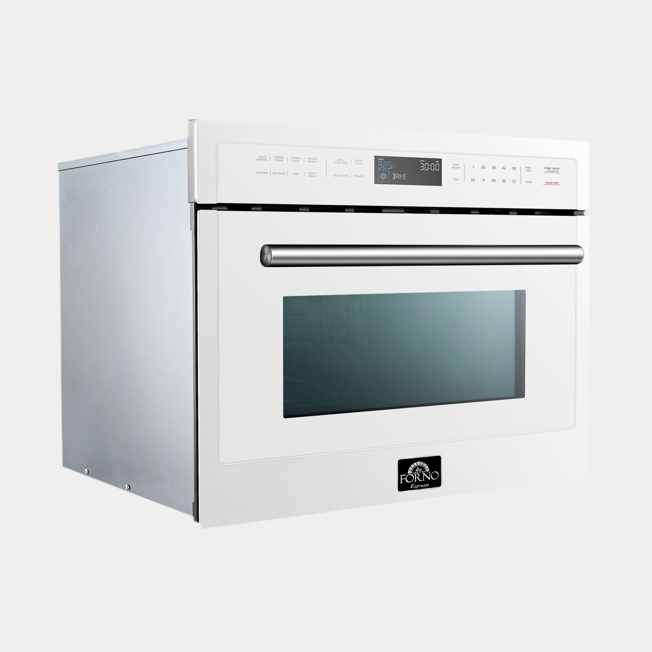 Forno Oliena Espresso White 24-Inch Built-In Microwave and Convection Oven Combo, 1.6 cu.ft, 1750W Convection, 1000W Microwave, Stainless Steel Interior, Glass Touch Controls, Sensor Cooking