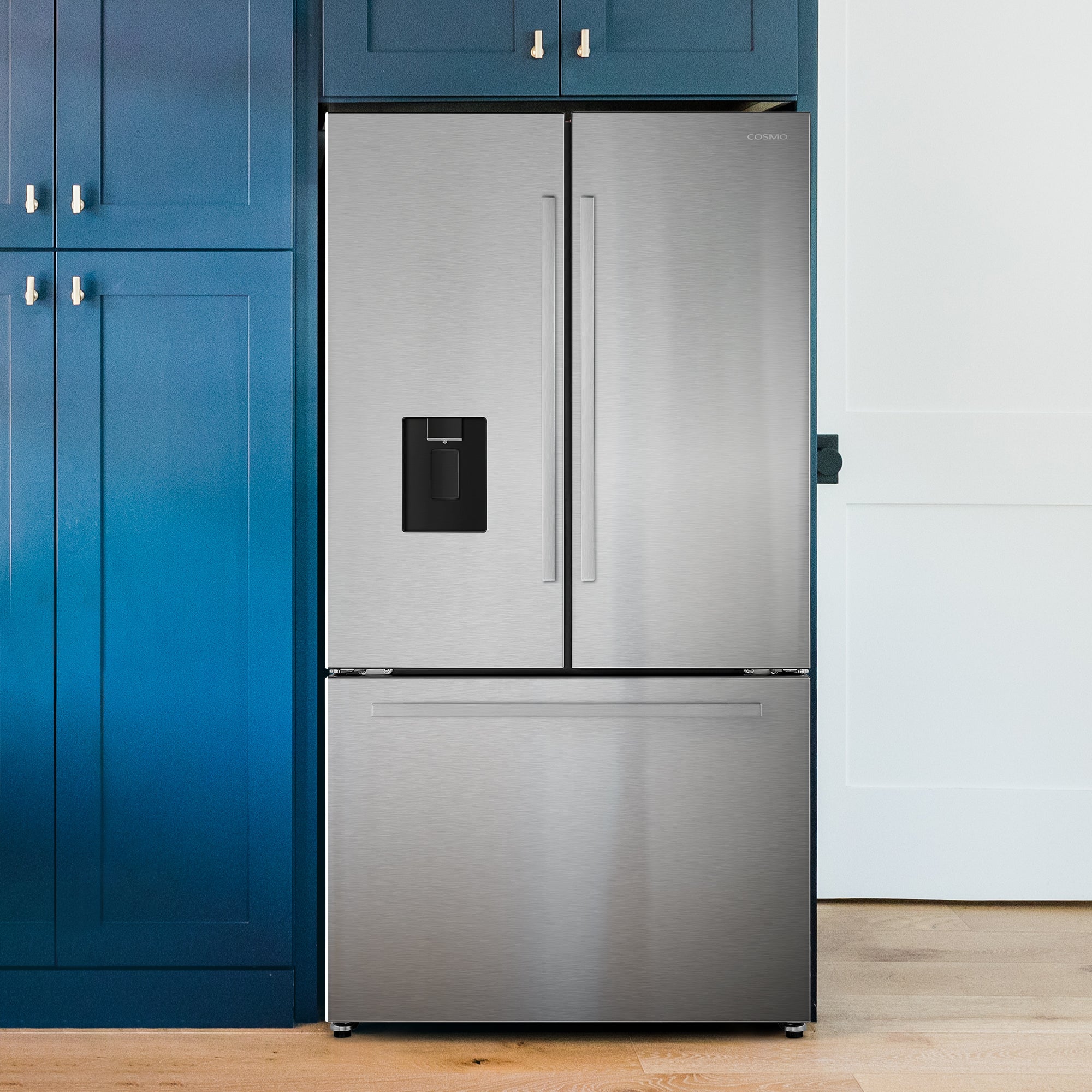 Cosmo Lumin 36 in. 22.4 cu. ft. Stainless Steel French Door Refrigerator with Water Dispenser and Ice Maker | COS-FDR223GWSS
