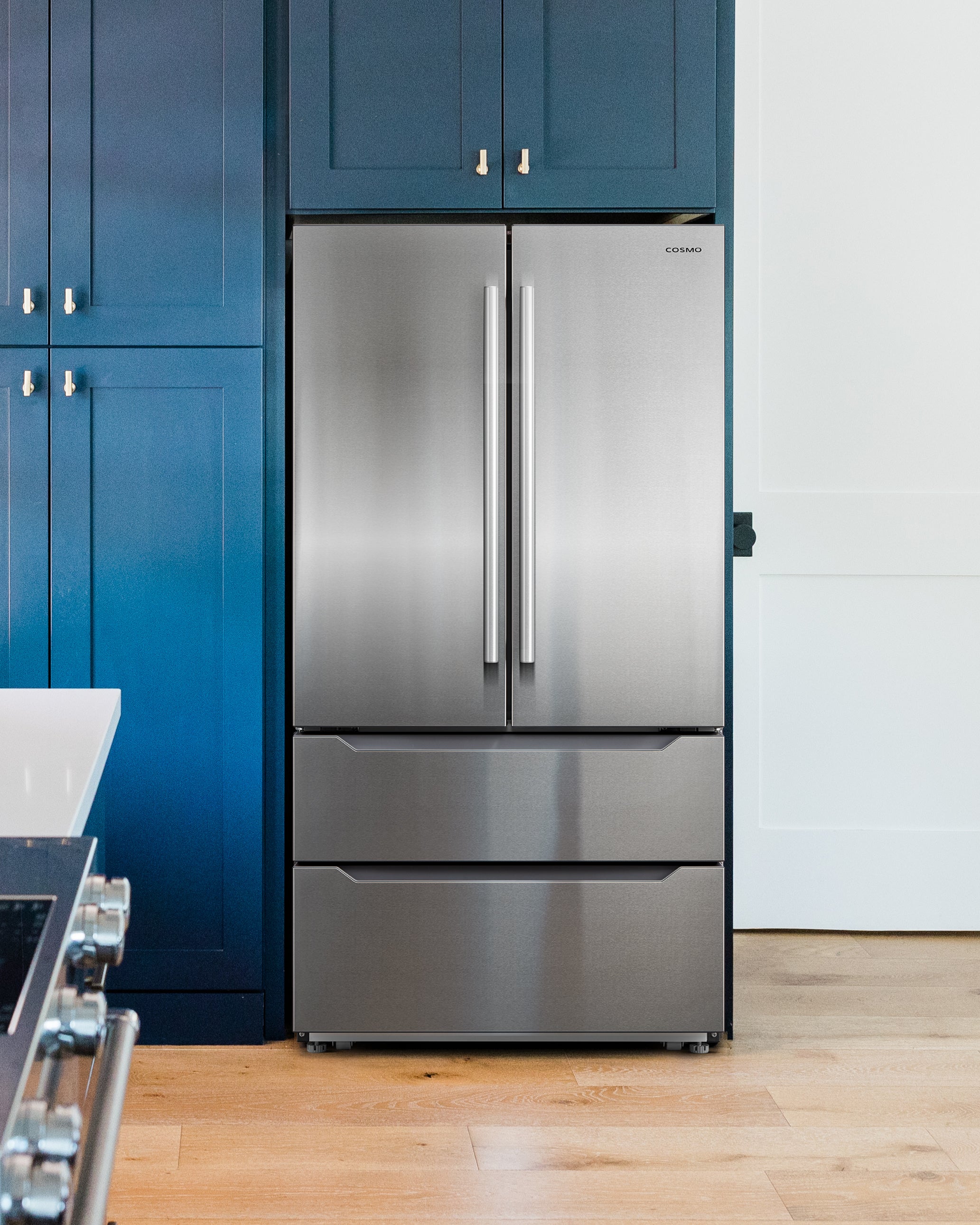 Cosmo Lumin 36 in. 22.5 cu. ft. Stainless Steel French Door Refrigerator with Ice Maker | COS-FDR225RHSS-G