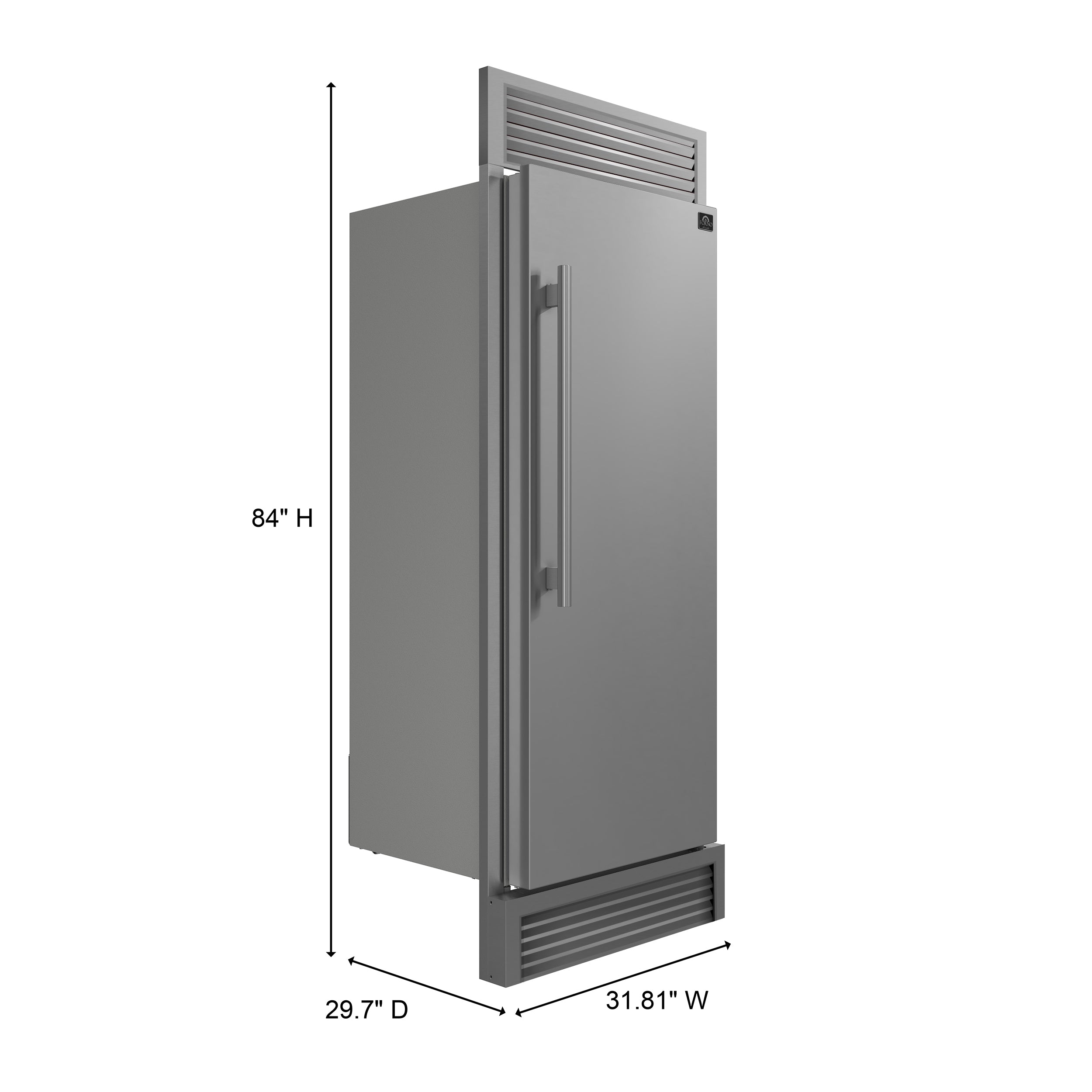 Forno Maderno 32 in. 13.6 cu.ft. Right Swing Stainless Steel Built-In Convertible Refrigerator/Freezer with Grill Trim Kit | FFFFD1722-32RS