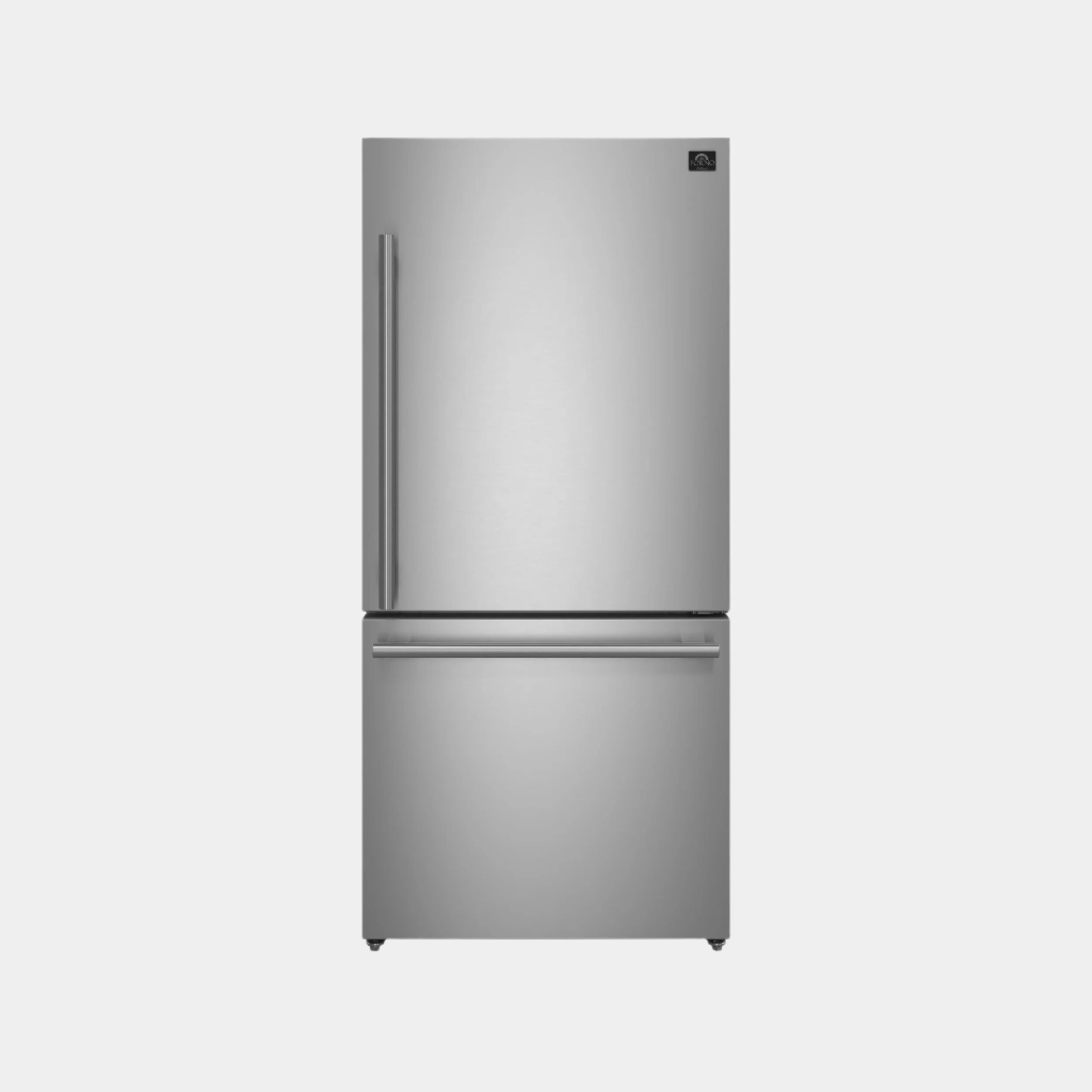 Forno Milano Espresso 31-Inch Bottom Freezer Refrigerator, Stainless Steel, 17.2 cu.ft Capacity, Right Swing Door, Energy Efficient