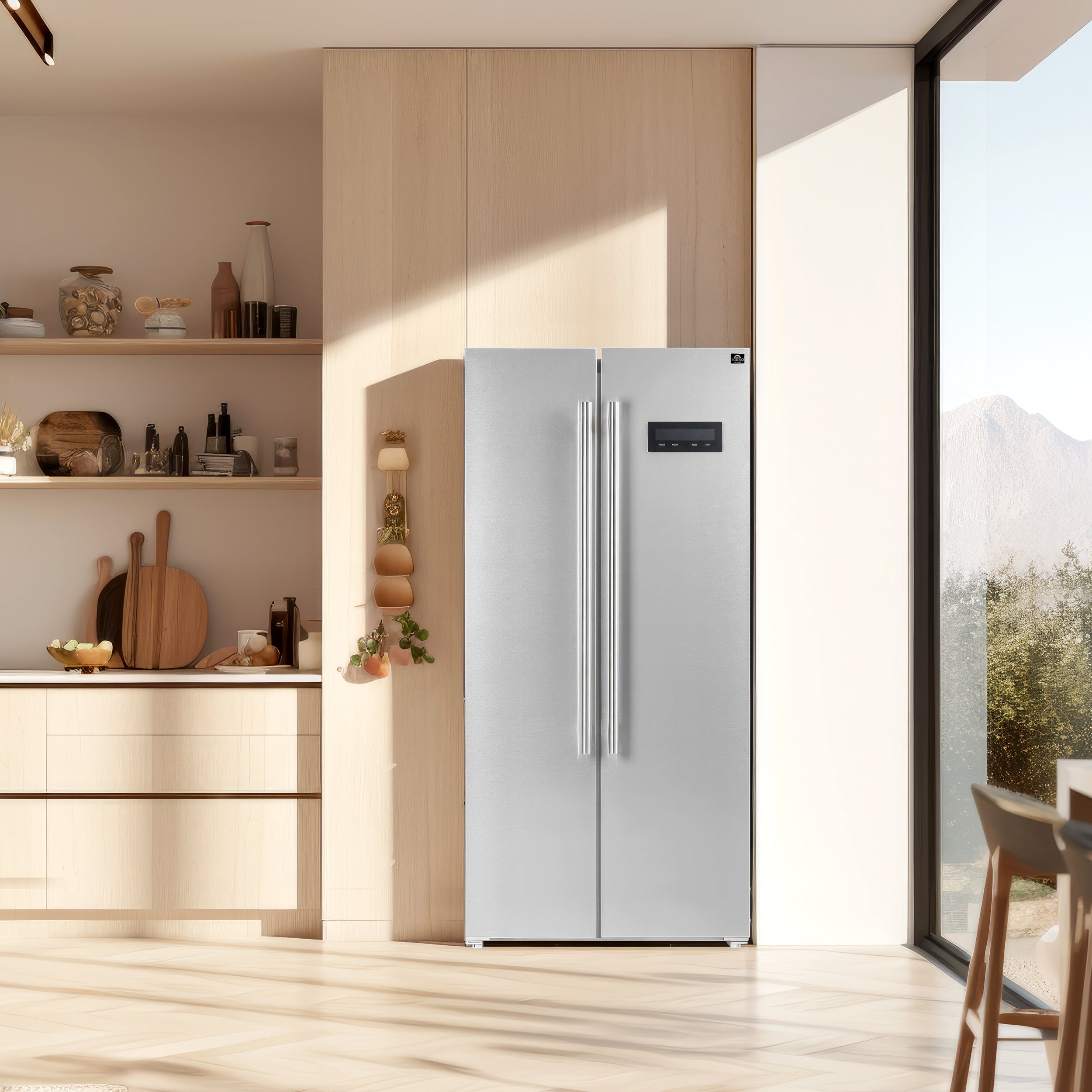 Forno Salerno 33 in. Stainless Steel Side-by-Side Refrigerator 15.6 Cu. Ft. | FFRBI1805-33SB