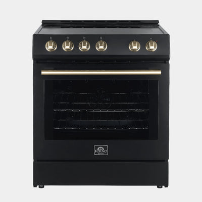 Forno Leonardo Espresso 30-Inch Black Electric Range, True Convection, Energy Efficient