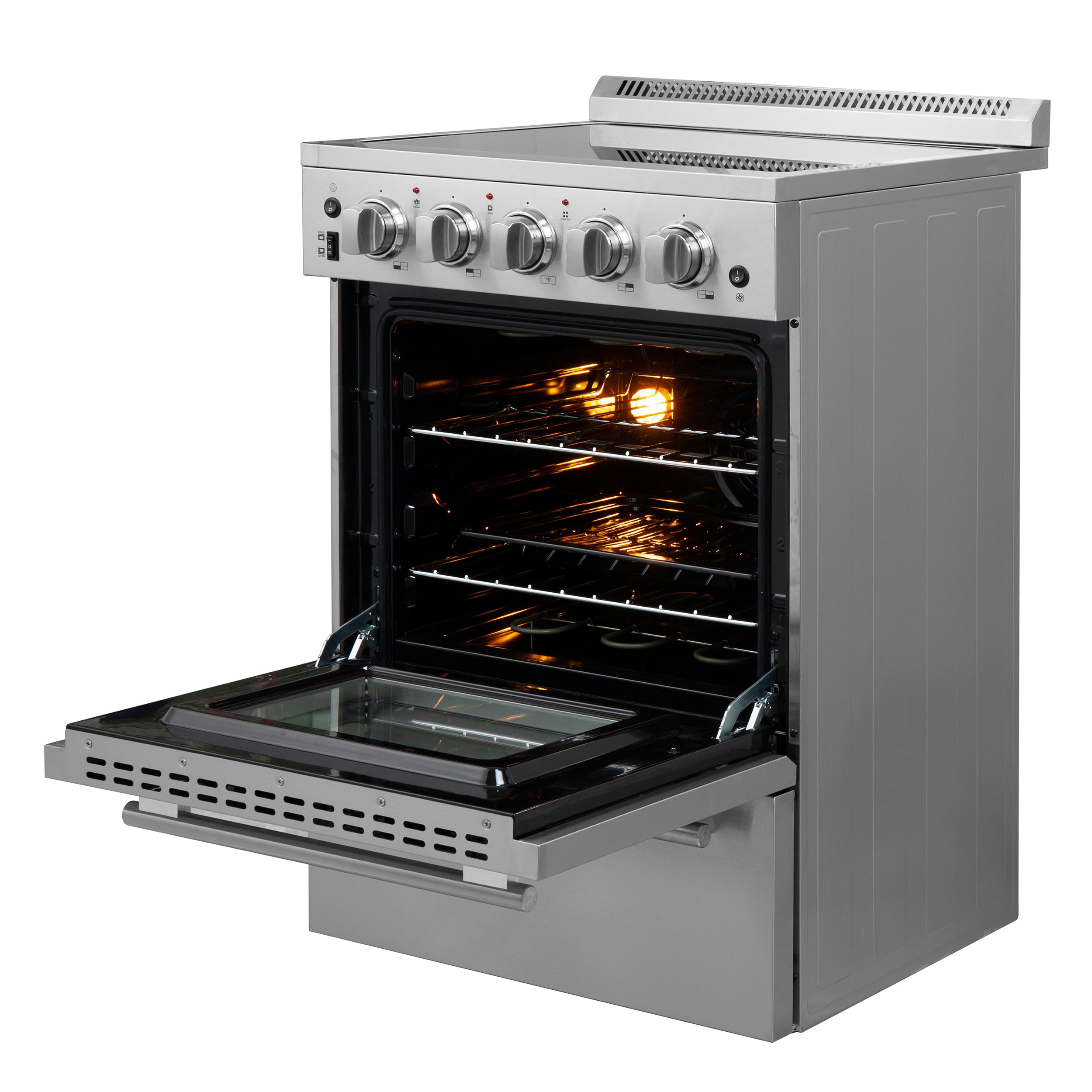 Forno Loiano 24 in. 2.3 cu.ft. Stainless Steel Electric Range with 4 Burners, Air Fry Kit and Storage Drawer | FFSEL6069-24