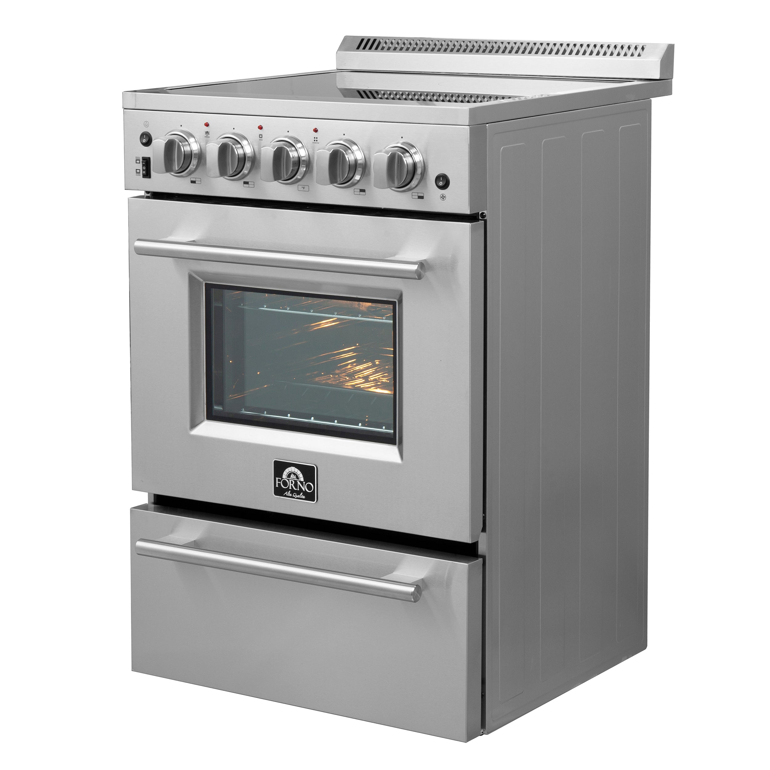 Forno Loiano 24 in. 2.3 cu.ft. Stainless Steel Electric Range with 4 Burners, Air Fry Kit and Storage Drawer | FFSEL6069-24