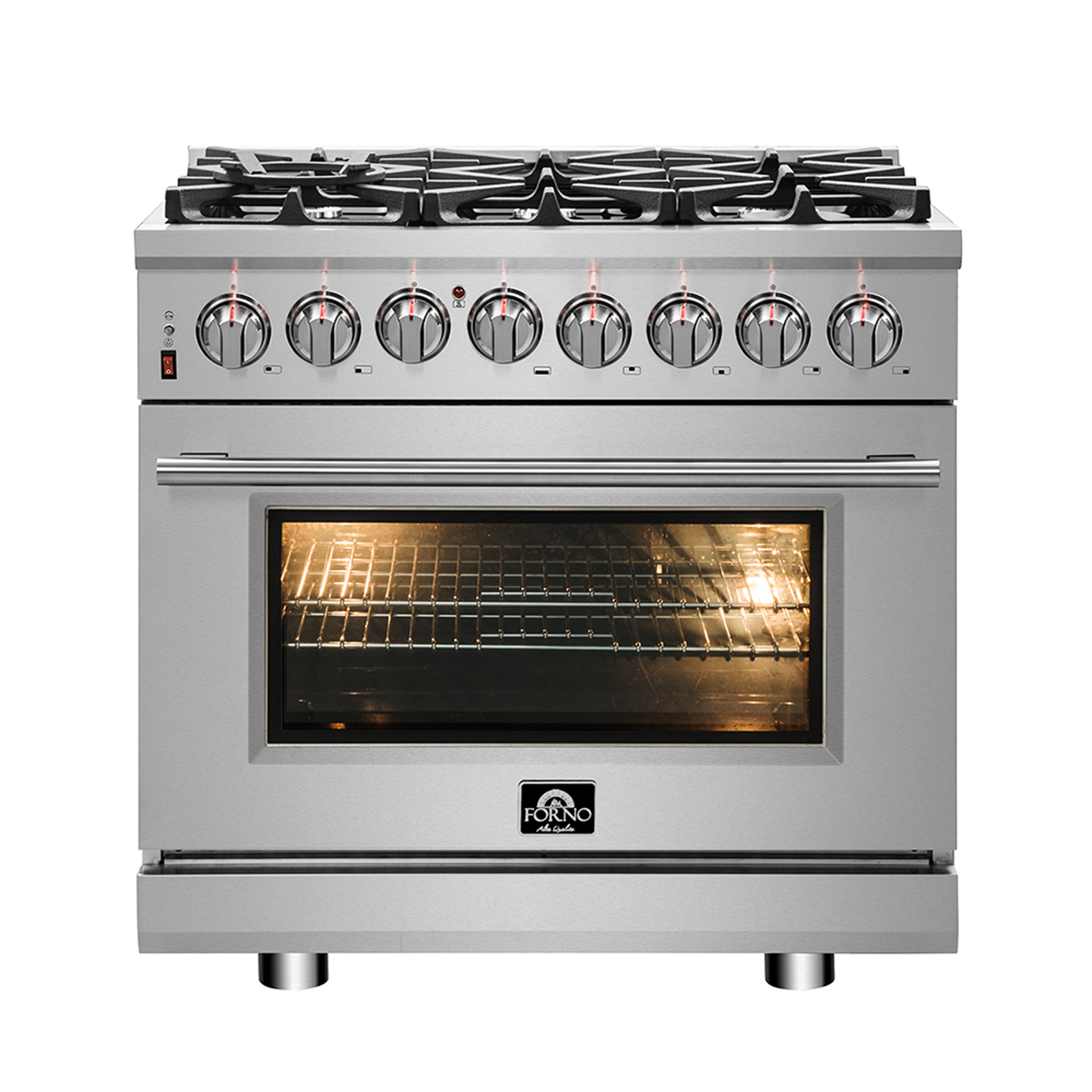 Forno Massimo 36 in. 5.36 cu. ft. 6-Burner Stainless Steel Dual Fuel Range | FFSGS6125-36