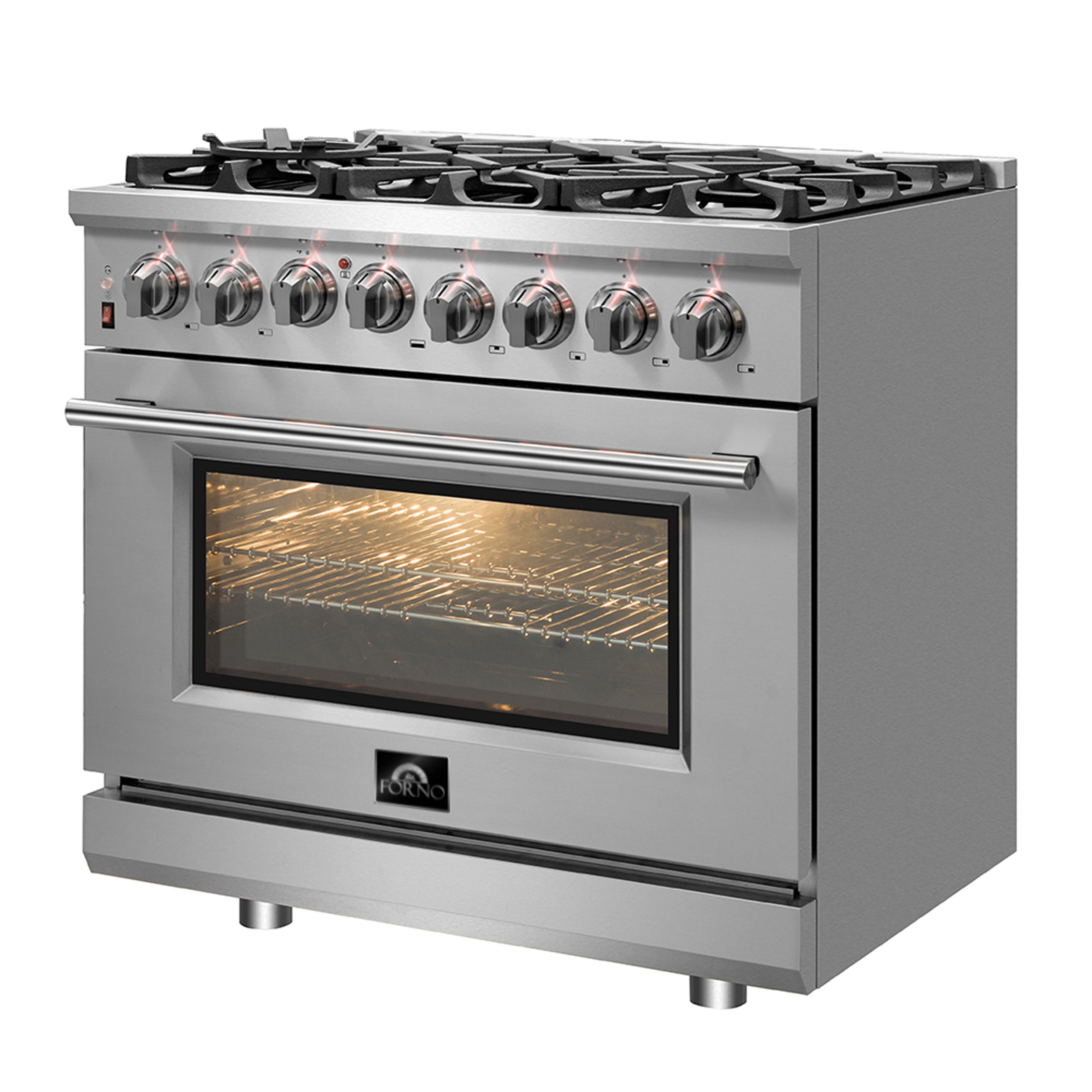 Forno Massimo 36 in. 5.36 cu. ft. 6-Burner Stainless Steel Dual Fuel Range | FFSGS6125-36