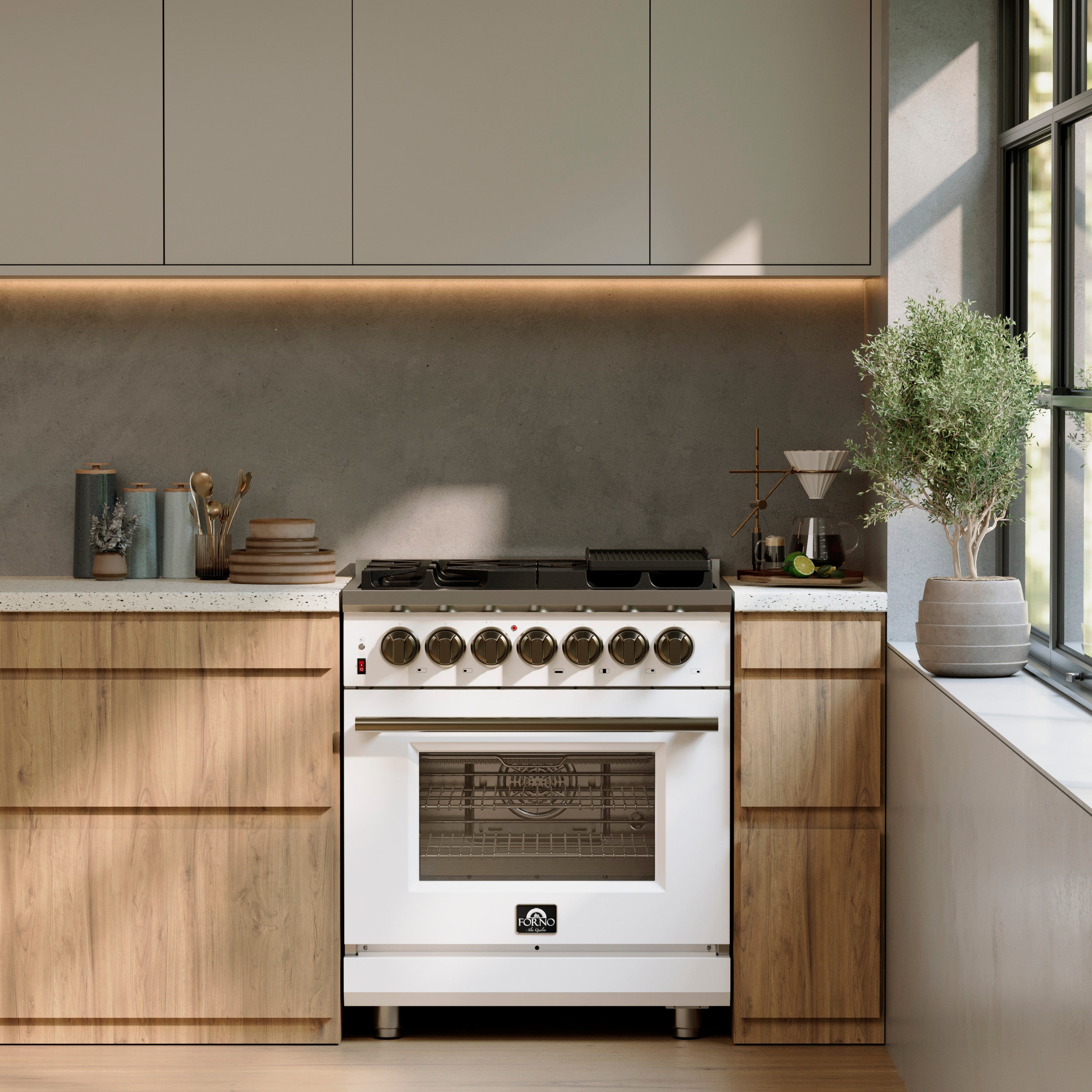 Forno Massimo 30 in. 4.32 cu. ft. 5-Burner White Dual Fuel Range | FFSGS6125-30WHT