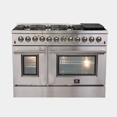 Forno Galiano 48 in. 6.58 cu. ft. 8-Burner Stainless Steel Dual Fuel Range | FFSGS6156-48