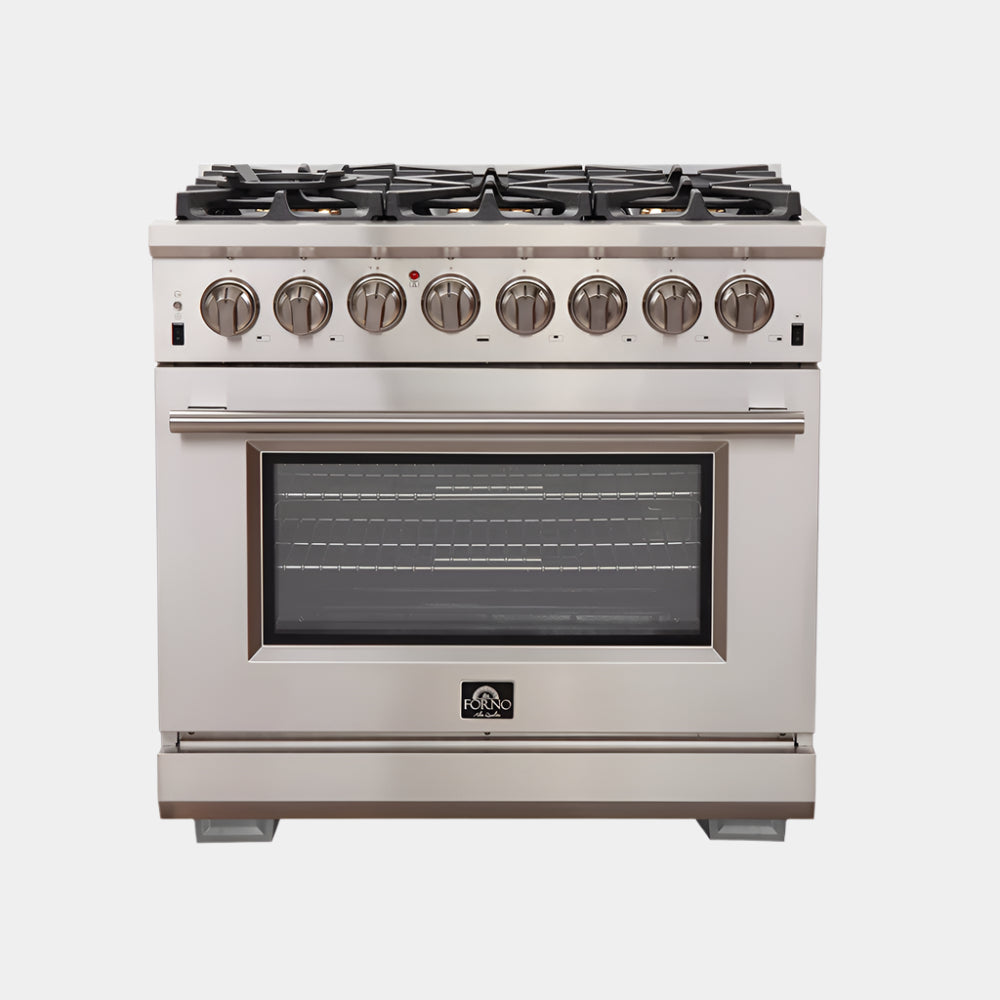 Forno Capriasca 36-Inch Freestanding Dual Fuel Range, 6 Burners, True Convection Oven