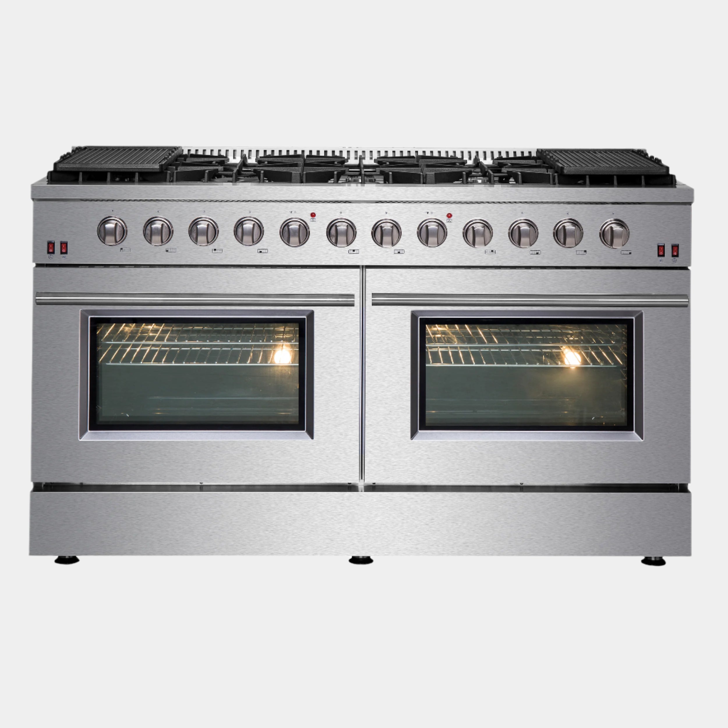 Forno Galiano 60-Inch Freestanding Gas Range, 10 Burners, Double Ovens, Griddle, Energy Efficient