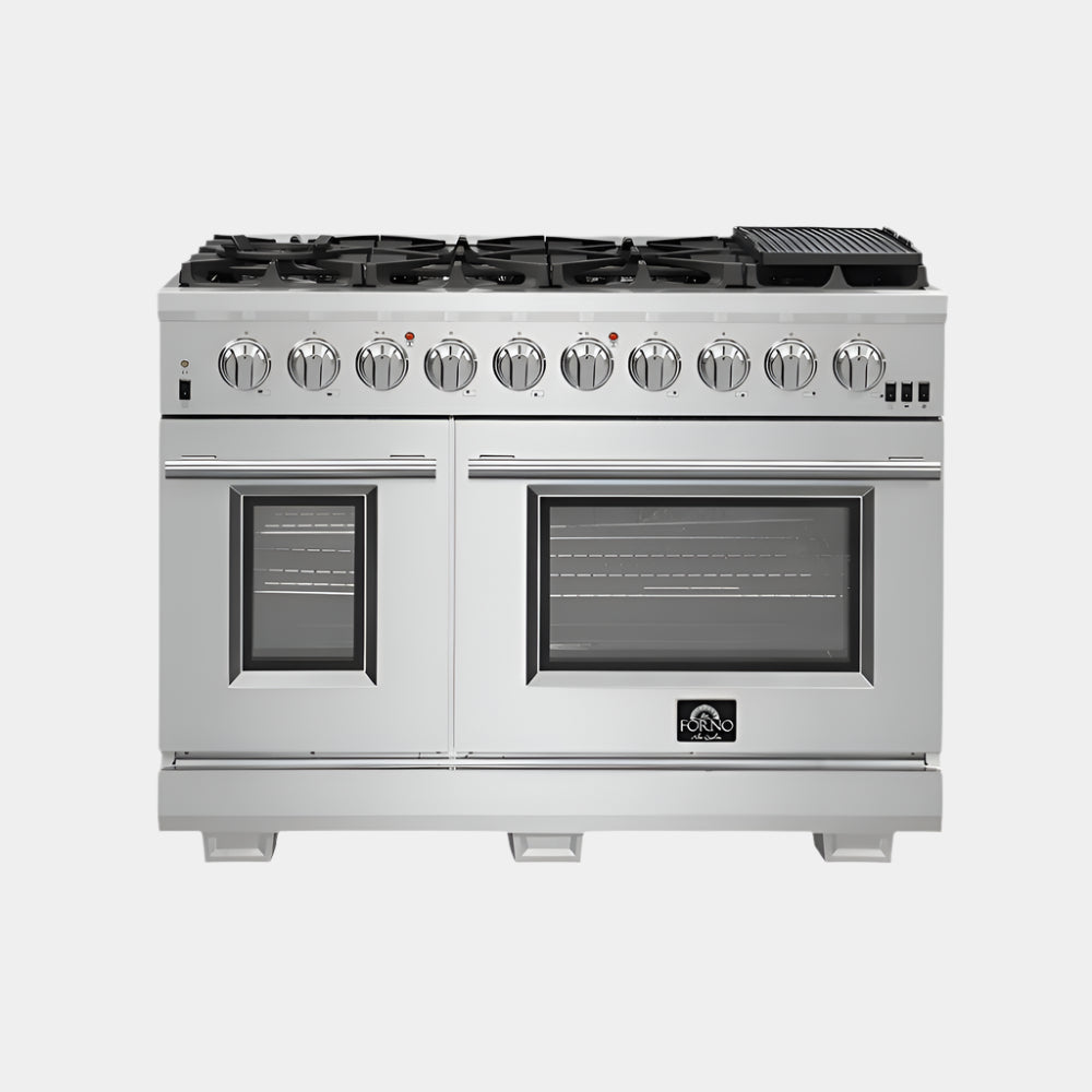FORNO Premium 2-Piece Kitchen Bundle - Capriasca 48" Stainless Steel Range, Rizzuto 60" W. Dual Combo Convertible Refrigerator - FBDL-019-04CAUS